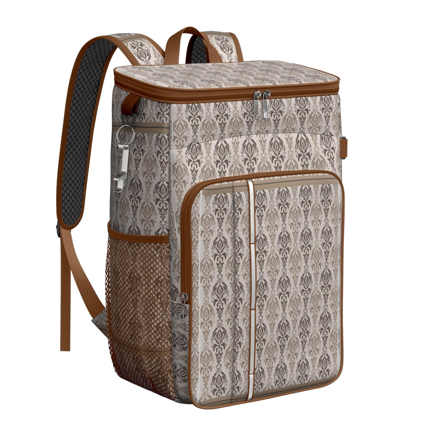 Travel Cooler Bag - Boho Bohemia Pioneer Flower Geometric Line Art Camping Beer Cooler Backpack with Bottle Opener- Waterproof Insulated Picnic Backpacks - Cooler Bag for Beach