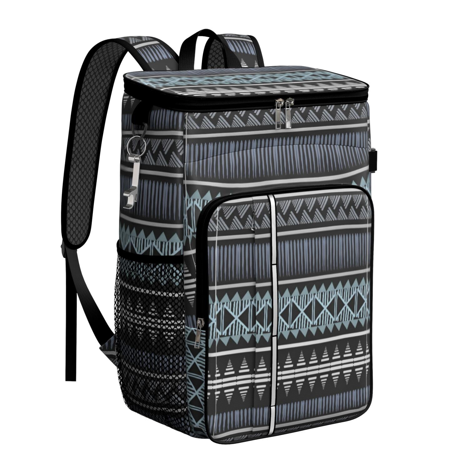 Travel Cooler Bag - Boho Bohemia Pioneer Flower Geometric Line Art Camping Beer Cooler Backpack with Bottle Opener- Waterproof Insulated Picnic Backpacks - Cooler Bag for Beach