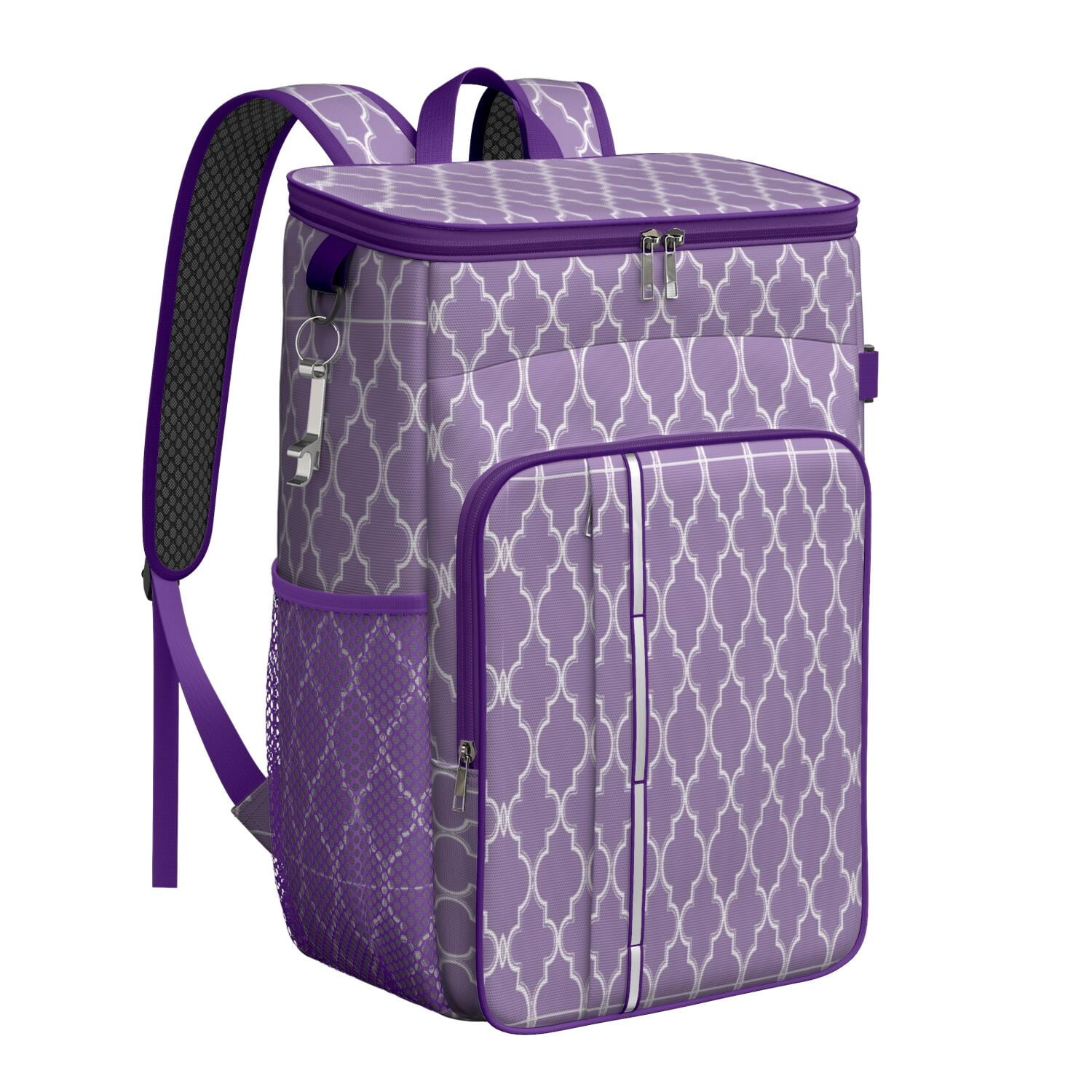 Travel Cooler Bag - Boho Bohemia Pioneer Flower Geometric Line Art Camping Beer Cooler Backpack with Bottle Opener- Waterproof Insulated Picnic Backpacks - Cooler Bag for Beach