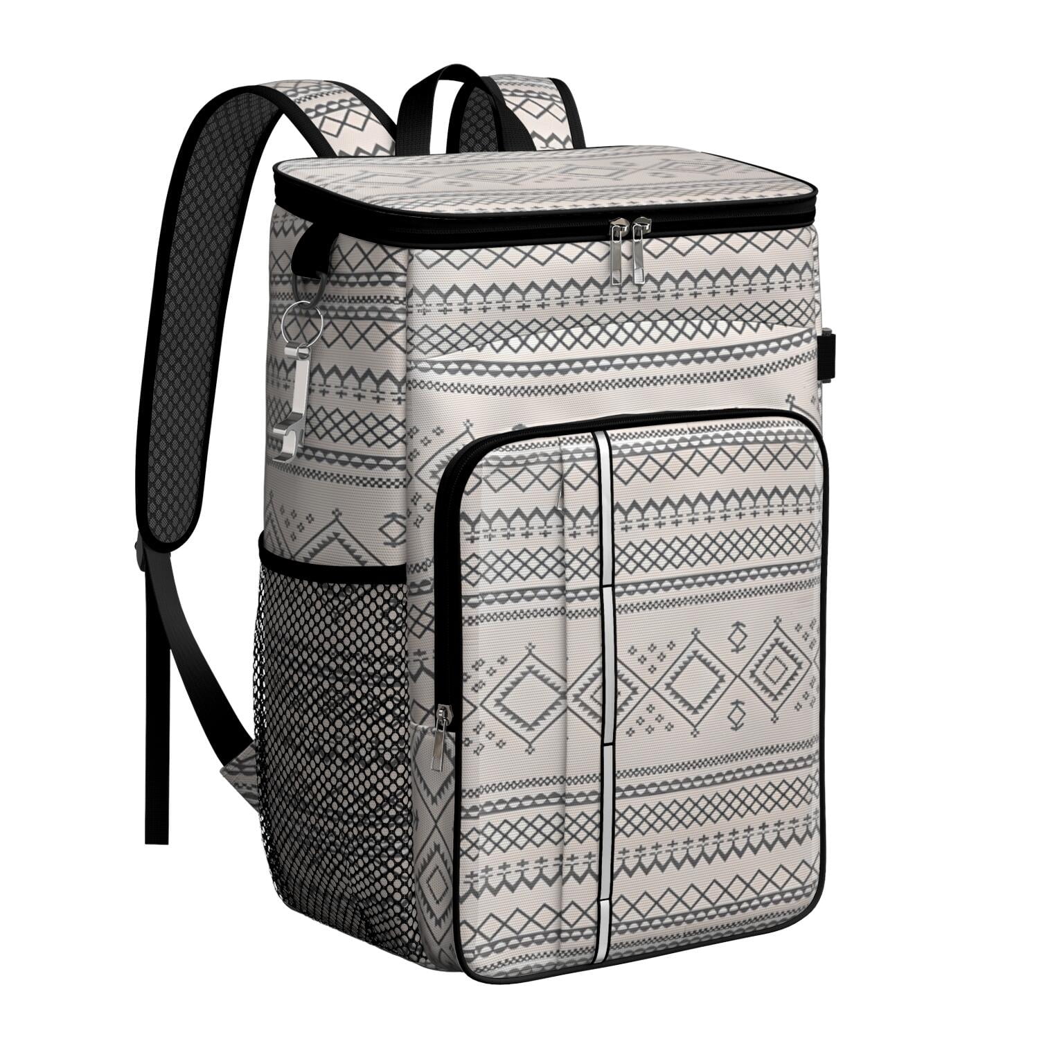Travel Cooler Bag - Boho Bohemia Pioneer Flower Geometric Line Art Camping Beer Cooler Backpack with Bottle Opener- Waterproof Insulated Picnic Backpacks - Cooler Bag for Beach