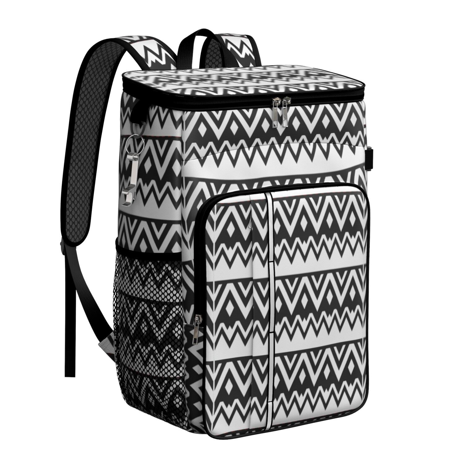 Travel Cooler Bag - Boho Bohemia Pioneer Flower Geometric Line Art Camping Beer Cooler Backpack with Bottle Opener- Waterproof Insulated Picnic Backpacks - Cooler Bag for Beach