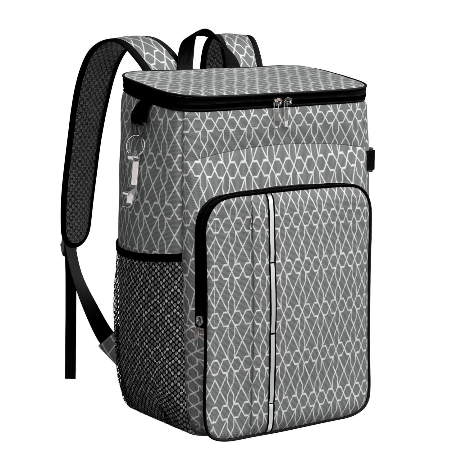 Travel Cooler Bag - Boho Bohemia Pioneer Flower Geometric Line Art Camping Beer Cooler Backpack with Bottle Opener- Waterproof Insulated Picnic Backpacks - Cooler Bag for Beach