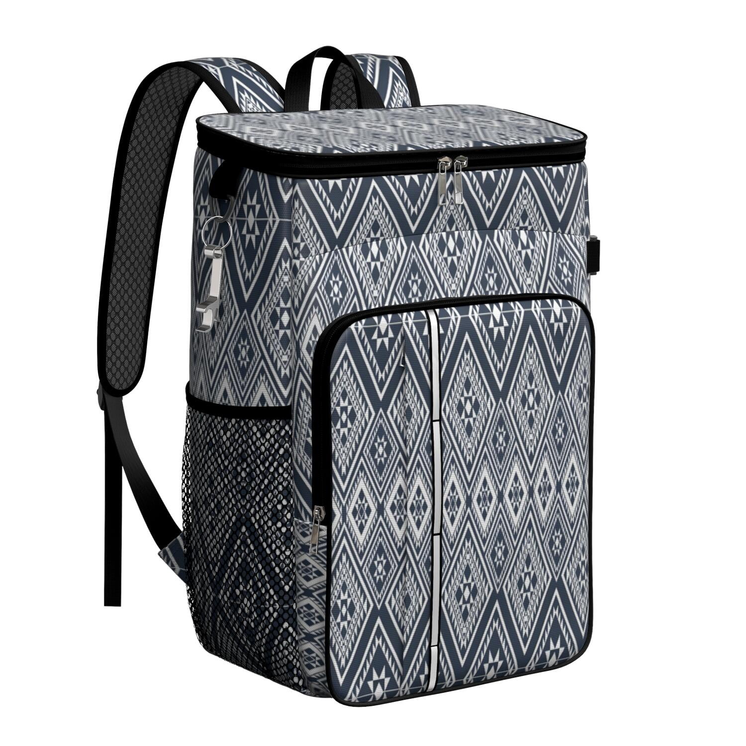Travel Cooler Bag - Boho Bohemia Pioneer Flower Geometric Line Art Camping Beer Cooler Backpack with Bottle Opener- Waterproof Insulated Picnic Backpacks - Cooler Bag for Beach