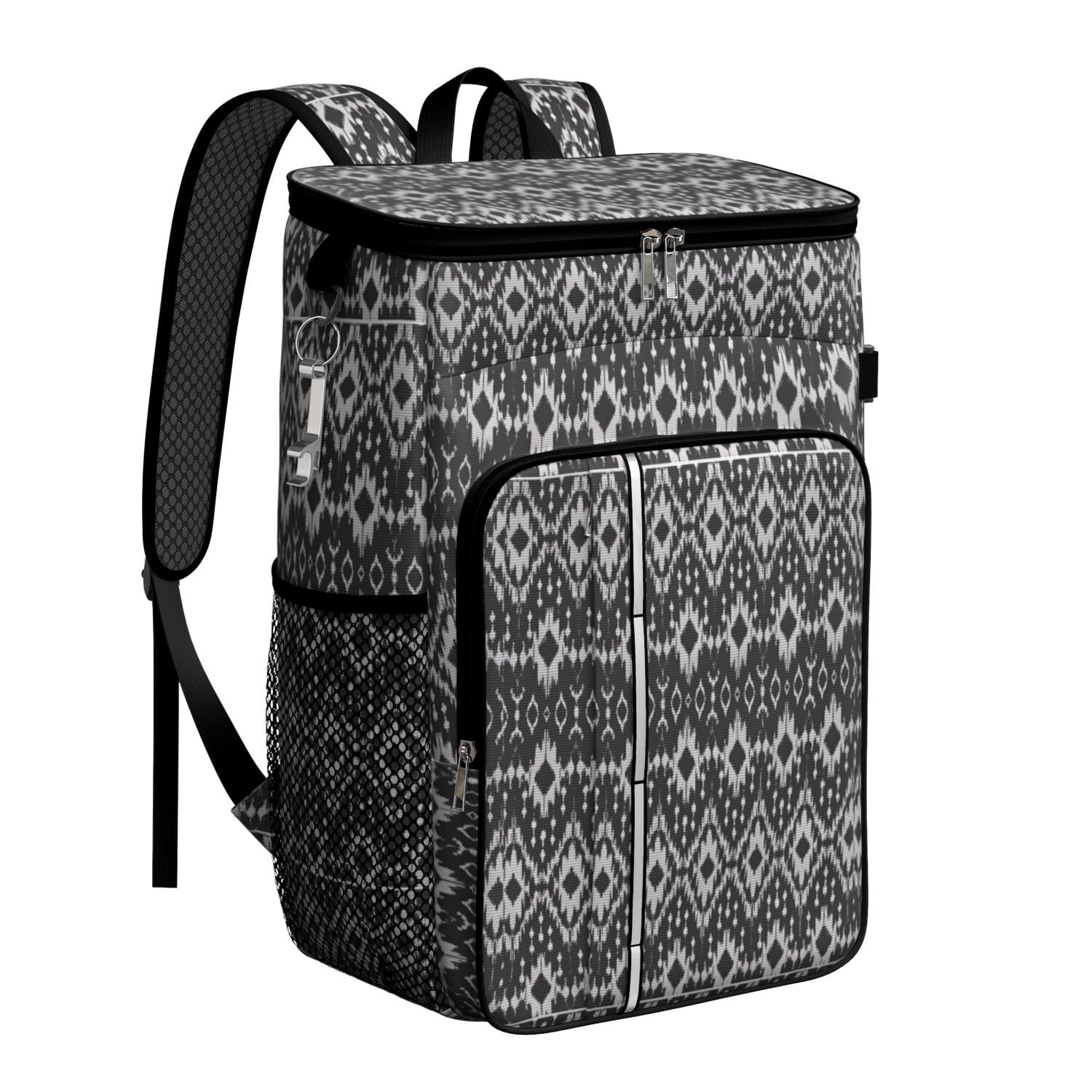 Travel Cooler Bag - Boho Bohemia Pioneer Flower Geometric Line Art Camping Beer Cooler Backpack with Bottle Opener- Waterproof Insulated Picnic Backpacks - Cooler Bag for Beach