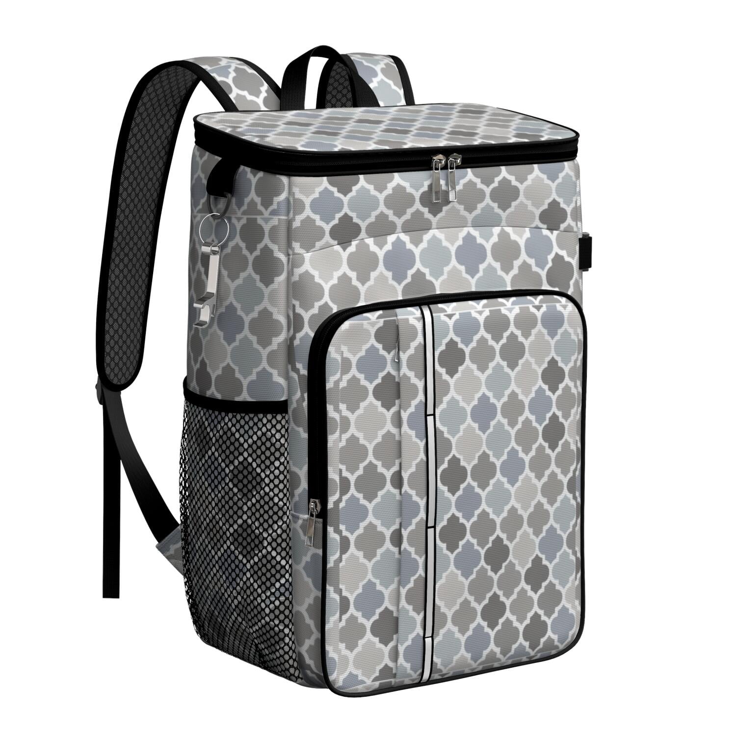 Travel Cooler Bag - Boho Bohemia Pioneer Flower Geometric Line Art Camping Beer Cooler Backpack with Bottle Opener- Waterproof Insulated Picnic Backpacks - Cooler Bag for Beach