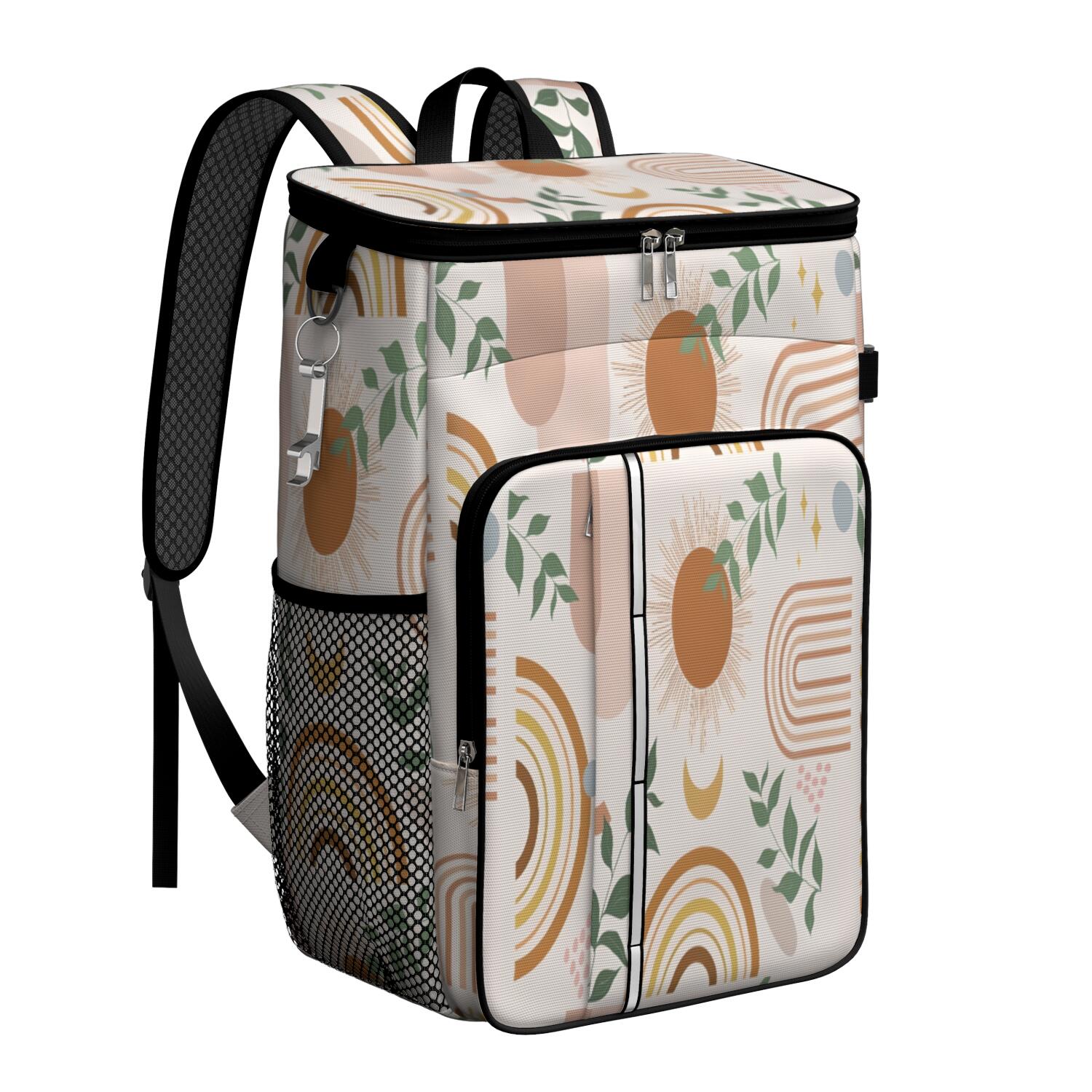 Travel Cooler Bag - Boho Bohemian Art Camping Beer Cooler Backpack with Bottle Opener- Waterproof Insulated Picnic Backpacks - Cooler Bag for Beach