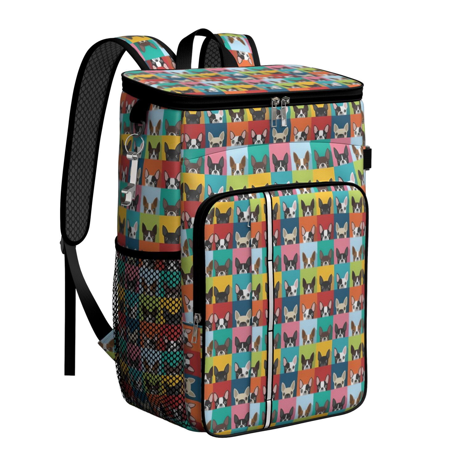 Travel Cooler Bag - Boston Terrier Camping Beer Cooler Backpack with Bottle Opener- Waterproof Insulated Picnic Backpacks - Cooler Bag for Beach