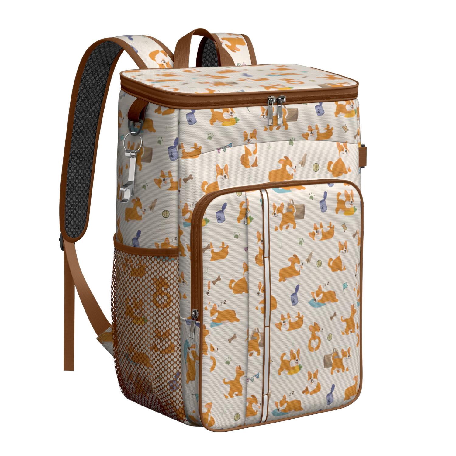 Travel Cooler Bag - Cartoon Corgi Camping Beer Cooler Backpack with Bottle Opener- Waterproof Insulated Picnic Backpacks - Cooler Bag for Beach