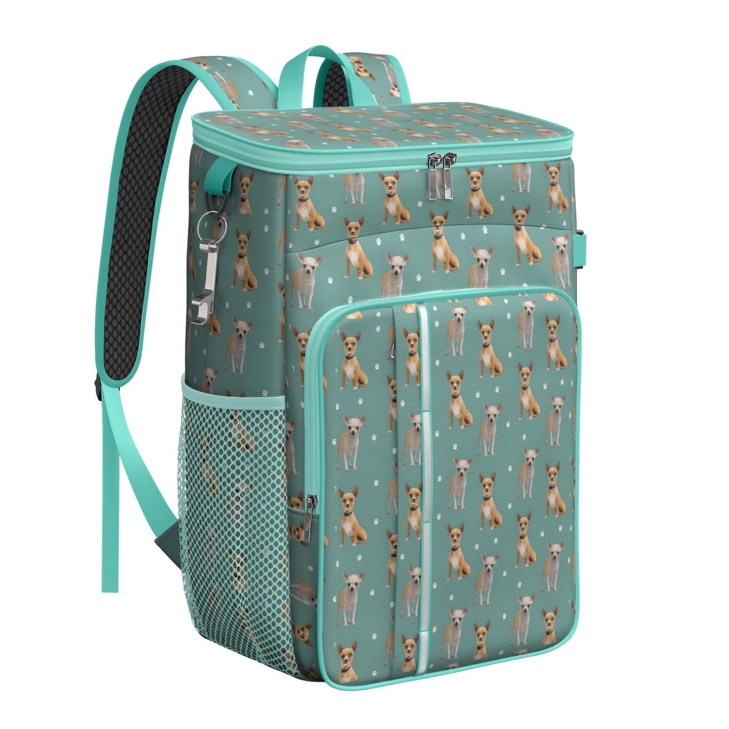 Travel Cooler Bag - Chihuahua and Footprints Camping Beer Cooler Backpack with Bottle Opener- Waterproof Insulated Picnic Backpacks - Cooler Bag for Beach