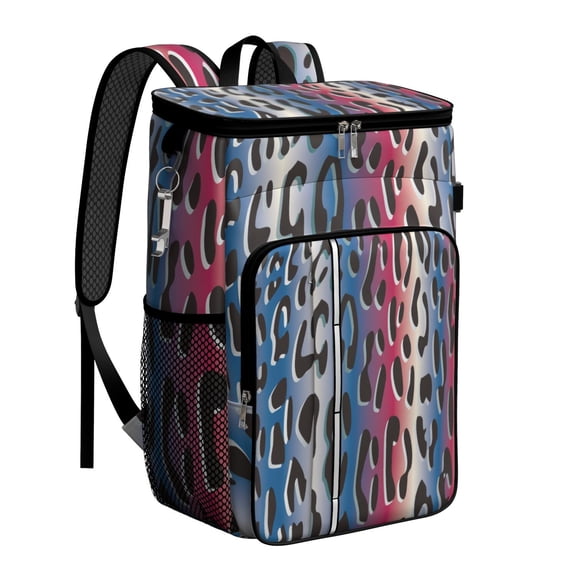 Travel Cooler Bag - Colorful and Black Of Leopard Print Camping Beer Cooler Backpack with Bottle Opener- Waterproof Insulated Picnic Backpacks - Cooler Bag for Beach