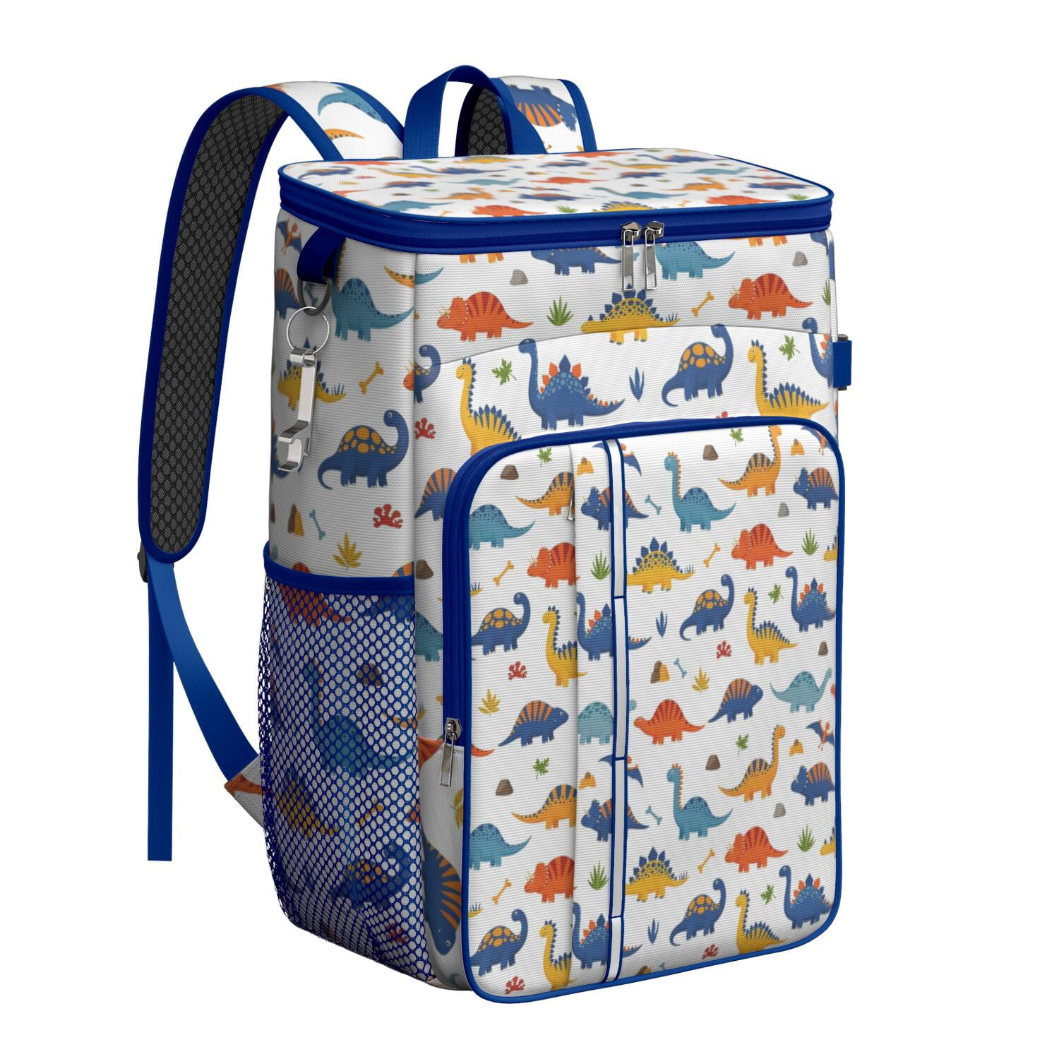 Travel Cooler Bag - Colorful Dinosaurs Bones Pattern Camping Beer Cooler Backpack with Bottle Opener- Waterproof Insulated Picnic Backpacks - Cooler Bag for Beach