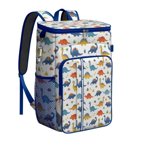 Travel Cooler Bag - Colorful Dinosaurs Bones Pattern Camping Beer Cooler Backpack with Bottle Opener- Waterproof Insulated Picnic Backpacks - Cooler Bag for Beach