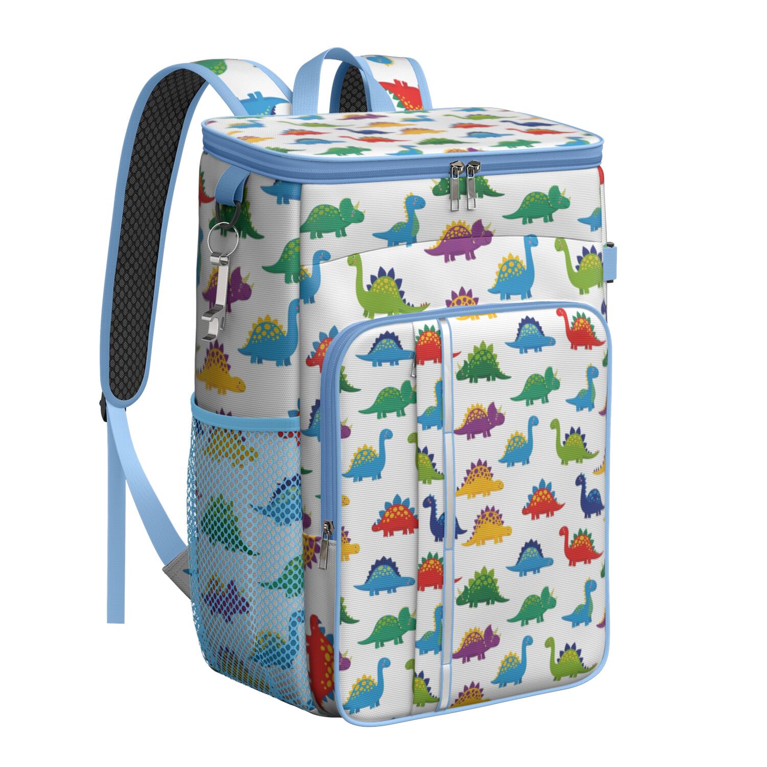 Travel Cooler Bag - Colorful Dinosaurs Pattern Camping Beer Cooler Backpack with Bottle Opener- Waterproof Insulated Picnic Backpacks - Cooler Bag for Beach