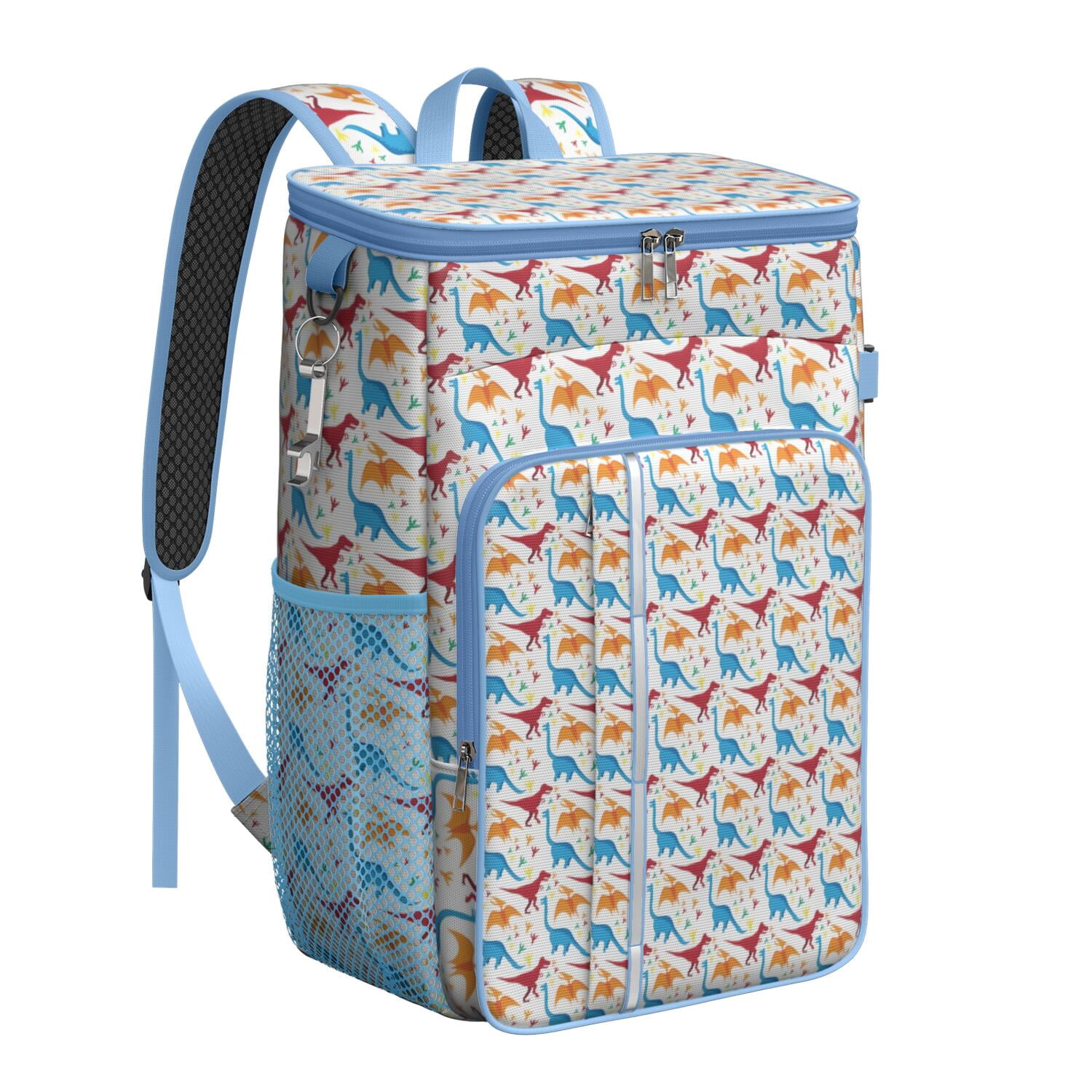 Travel Cooler Bag - Colorful Dinosaurs Pattern Camping Beer Cooler Backpack with Bottle Opener- Waterproof Insulated Picnic Backpacks - Cooler Bag for Beach