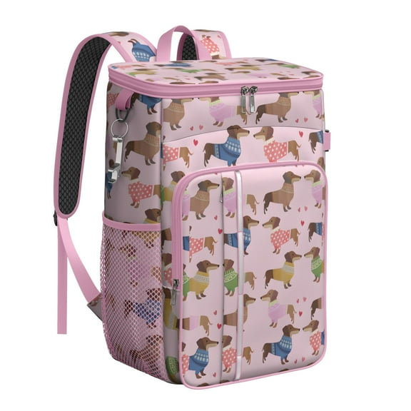 Travel Cooler Bag - Colorful Funny Dachshund Camping Beer Cooler Backpack with Bottle Opener- Waterproof Insulated Picnic Backpacks - Cooler Bag for Beach