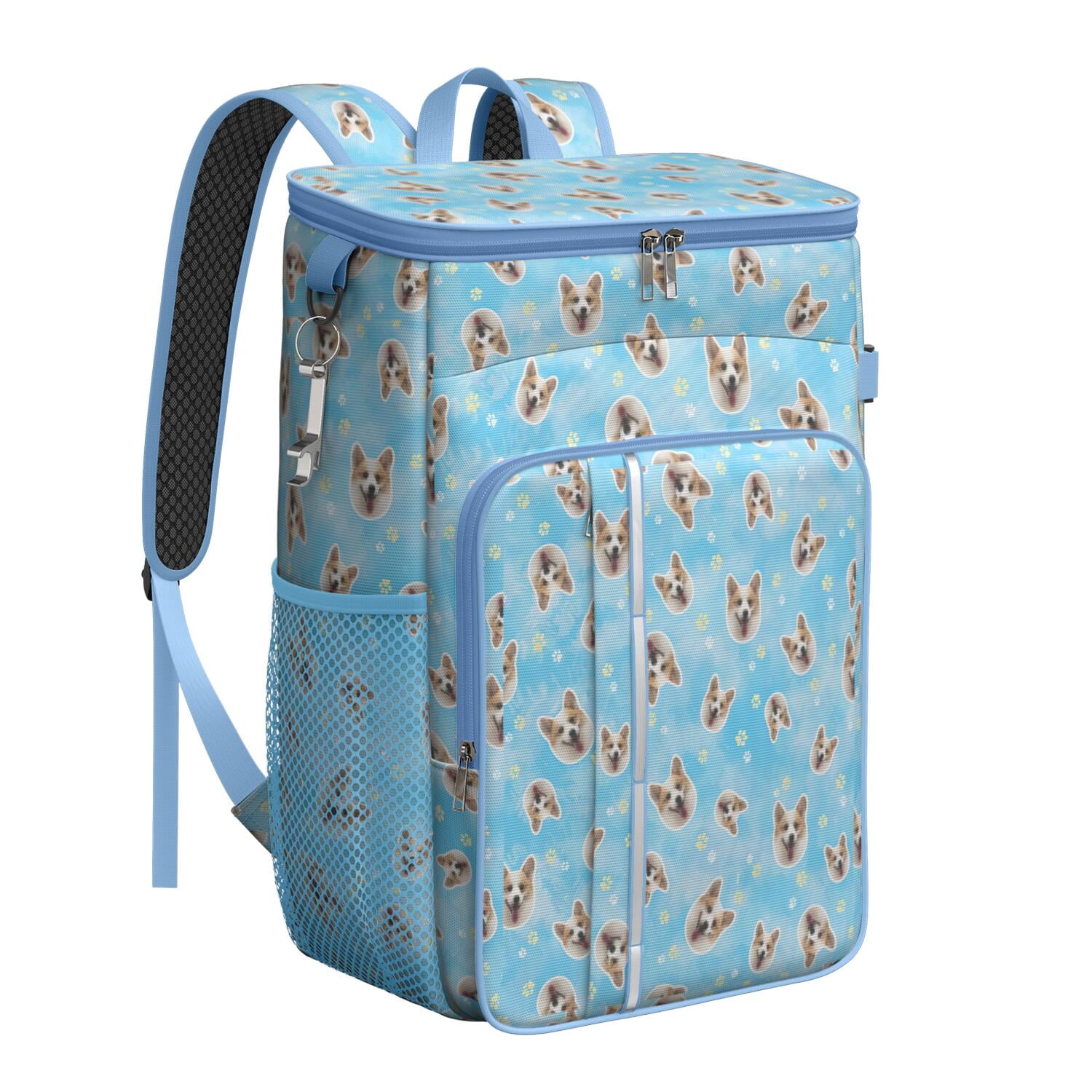Travel Cooler Bag - Corgi Footprint Camping Beer Cooler Backpack with Bottle Opener- Waterproof Insulated Picnic Backpacks - Cooler Bag for Beach