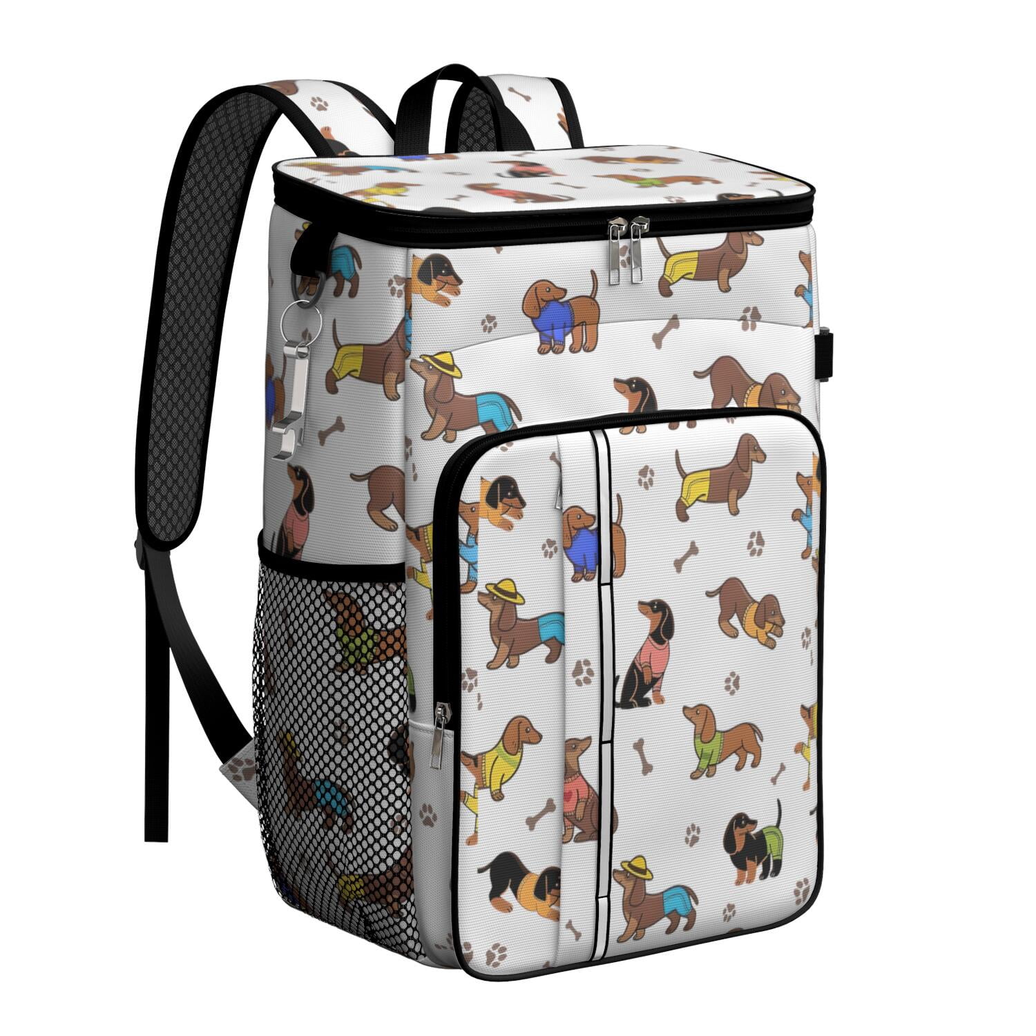 Travel Cooler Bag - Dachshund Footprint Bone Camping Beer Cooler Backpack with Bottle Opener- Waterproof Insulated Picnic Backpacks - Cooler Bag for Beach