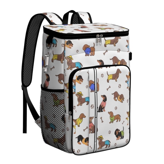 Travel Cooler Bag - Dachshund Footprint Bone Camping Beer Cooler Backpack with Bottle Opener- Waterproof Insulated Picnic Backpacks - Cooler Bag for Beach