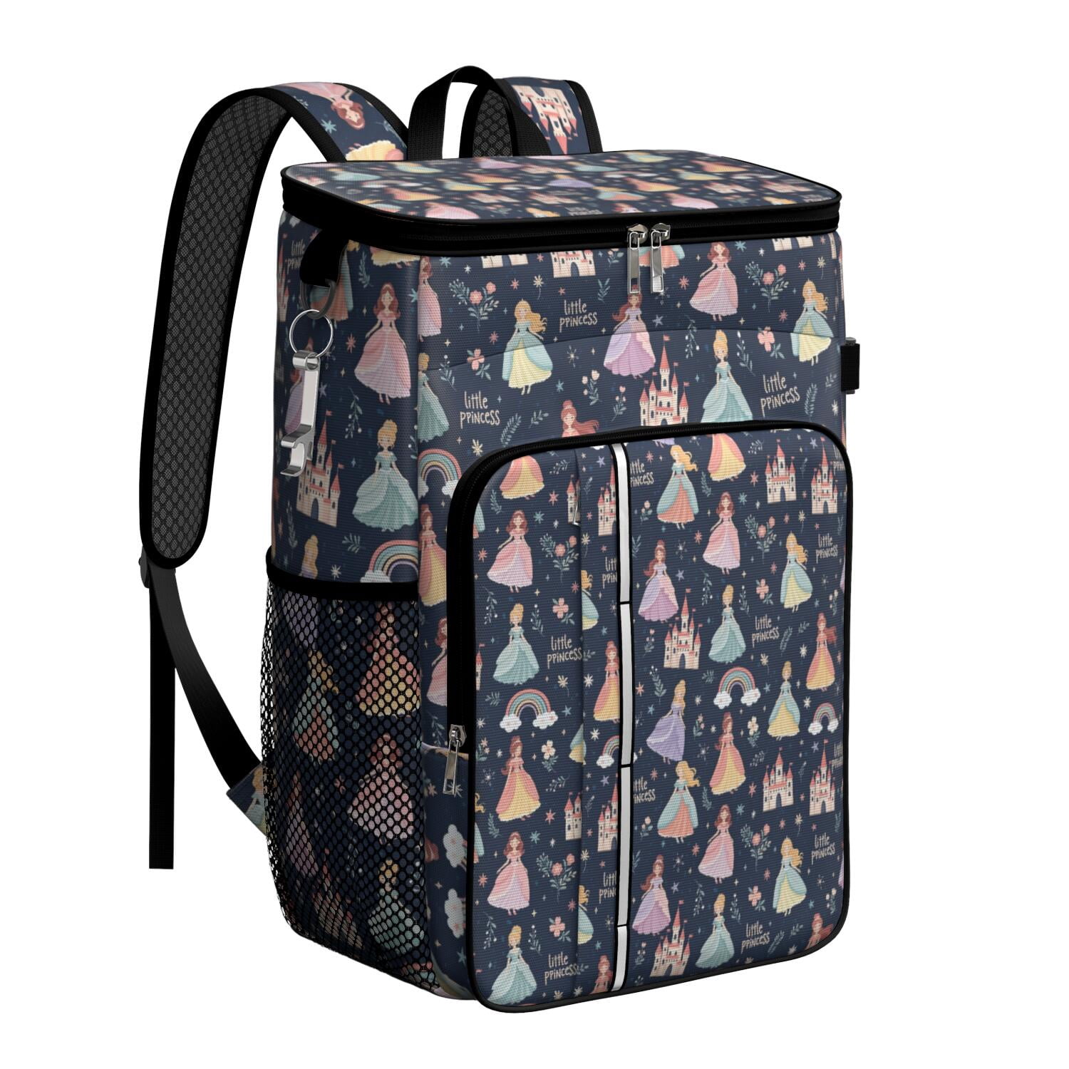 Travel Cooler Bag - Dark Blue Little Princess Pattern Camping Beer Cooler Backpack with Bottle Opener- Waterproof Insulated Picnic Backpacks - Cooler Bag for Beach