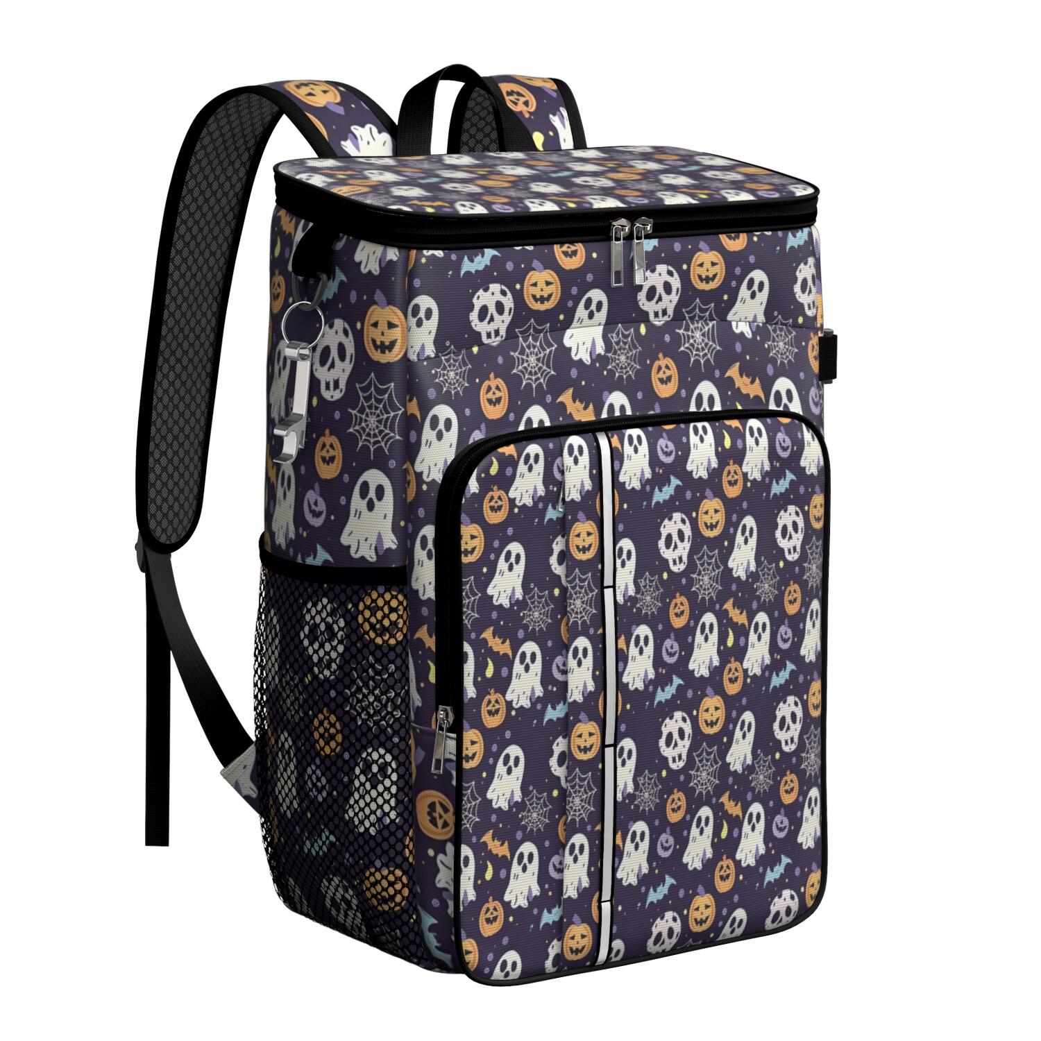 Travel Cooler Bag - Dark Halloween Pattern Camping Beer Cooler Backpack with Bottle Opener- Waterproof Insulated Picnic Backpacks - Cooler Bag for Beach