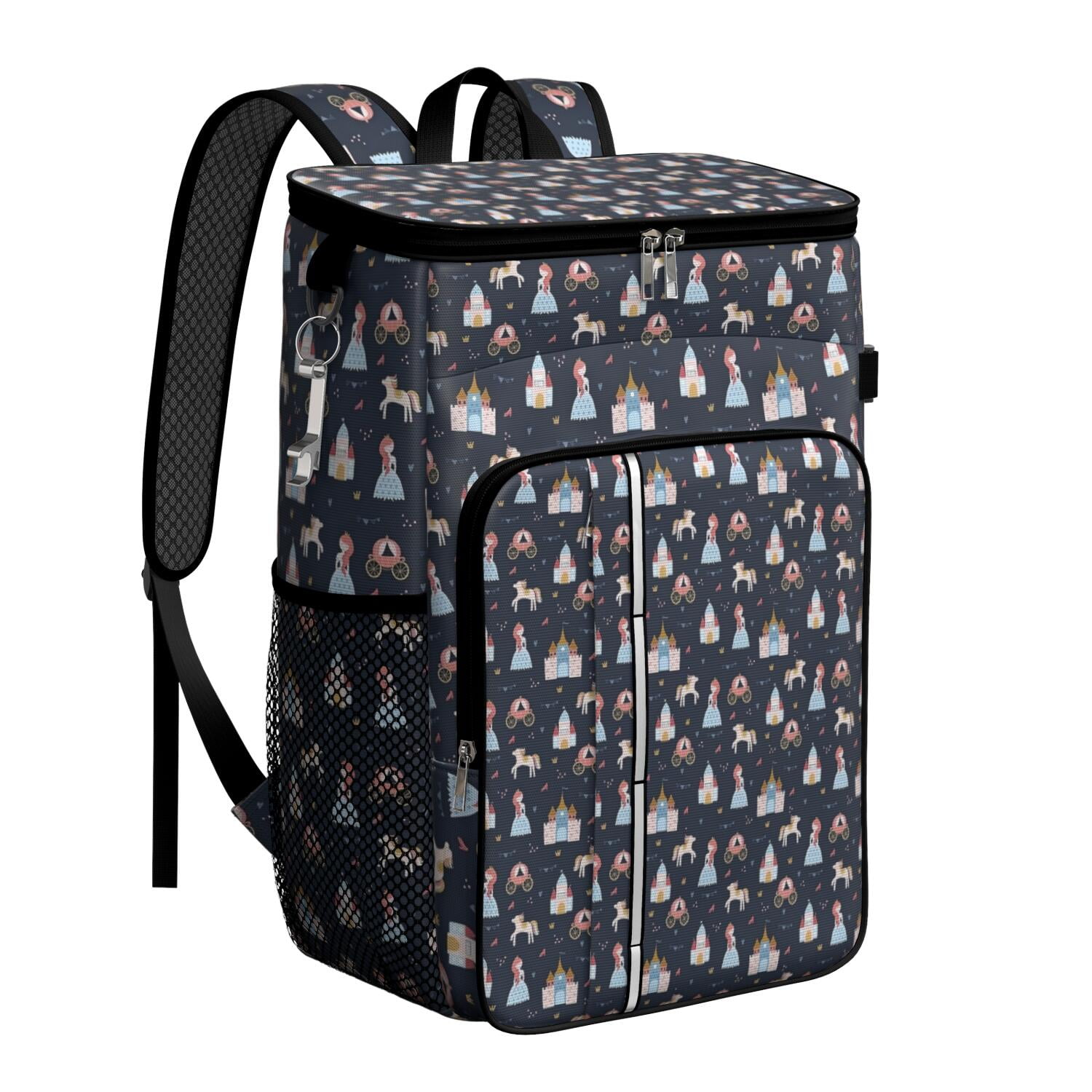 Travel Cooler Bag - Dark Princess Castle Pattern Camping Beer Cooler Backpack with Bottle Opener- Waterproof Insulated Picnic Backpacks - Cooler Bag for Beach
