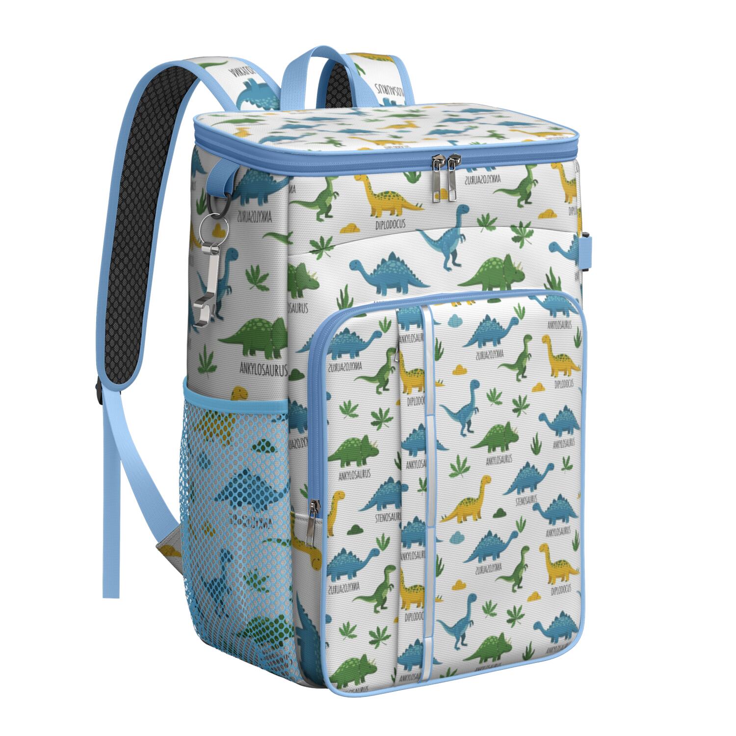 Travel Cooler Bag - Dinosaur Pattern with Names Camping Beer Cooler Backpack with Bottle Opener- Waterproof Insulated Picnic Backpacks - Cooler Bag for Beach