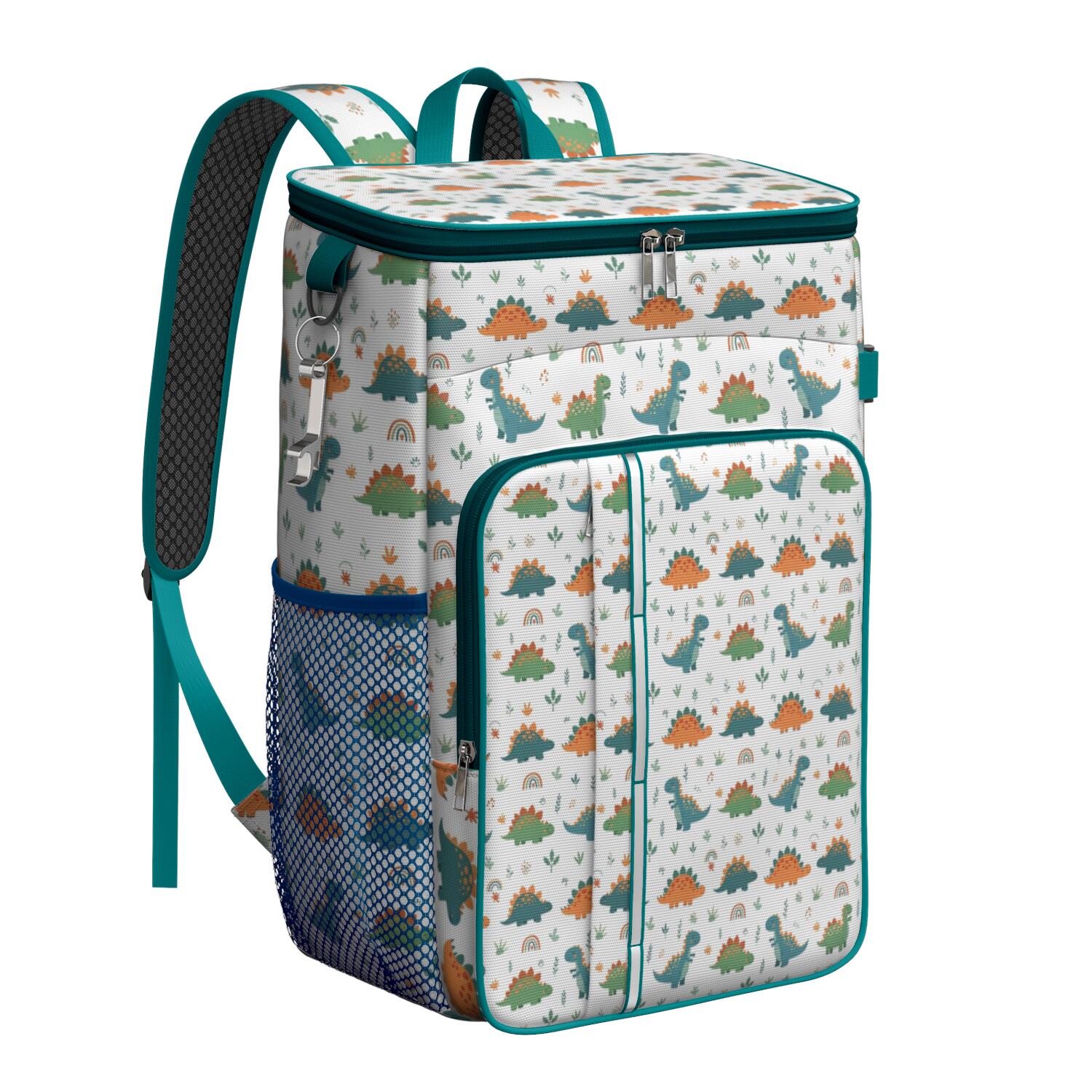 Travel Cooler Bag - Dinosaur and Rainbow Pattern Camping Beer Cooler Backpack with Bottle Opener- Waterproof Insulated Picnic Backpacks - Cooler Bag for Beach