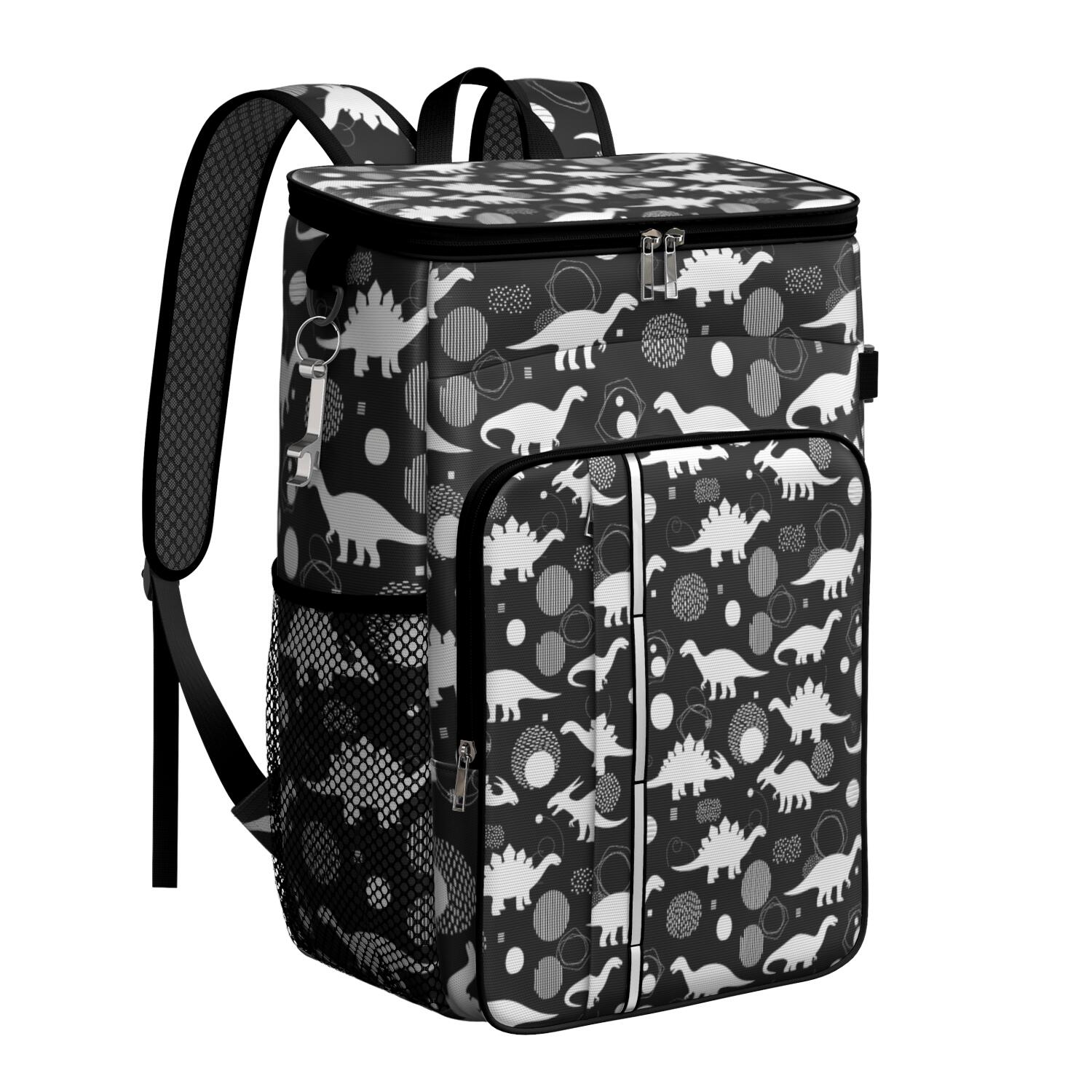 Travel Cooler Bag - Dinosaur Silhouette Pattern Camping Beer Cooler Backpack with Bottle Opener- Waterproof Insulated Picnic Backpacks - Cooler Bag for Beach