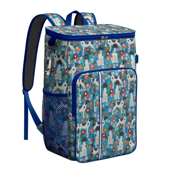 Travel Cooler Bag - Dog with Flowers Camping Beer Cooler Backpack with Bottle Opener- Waterproof Insulated Picnic Backpacks - Cooler Bag for Beach