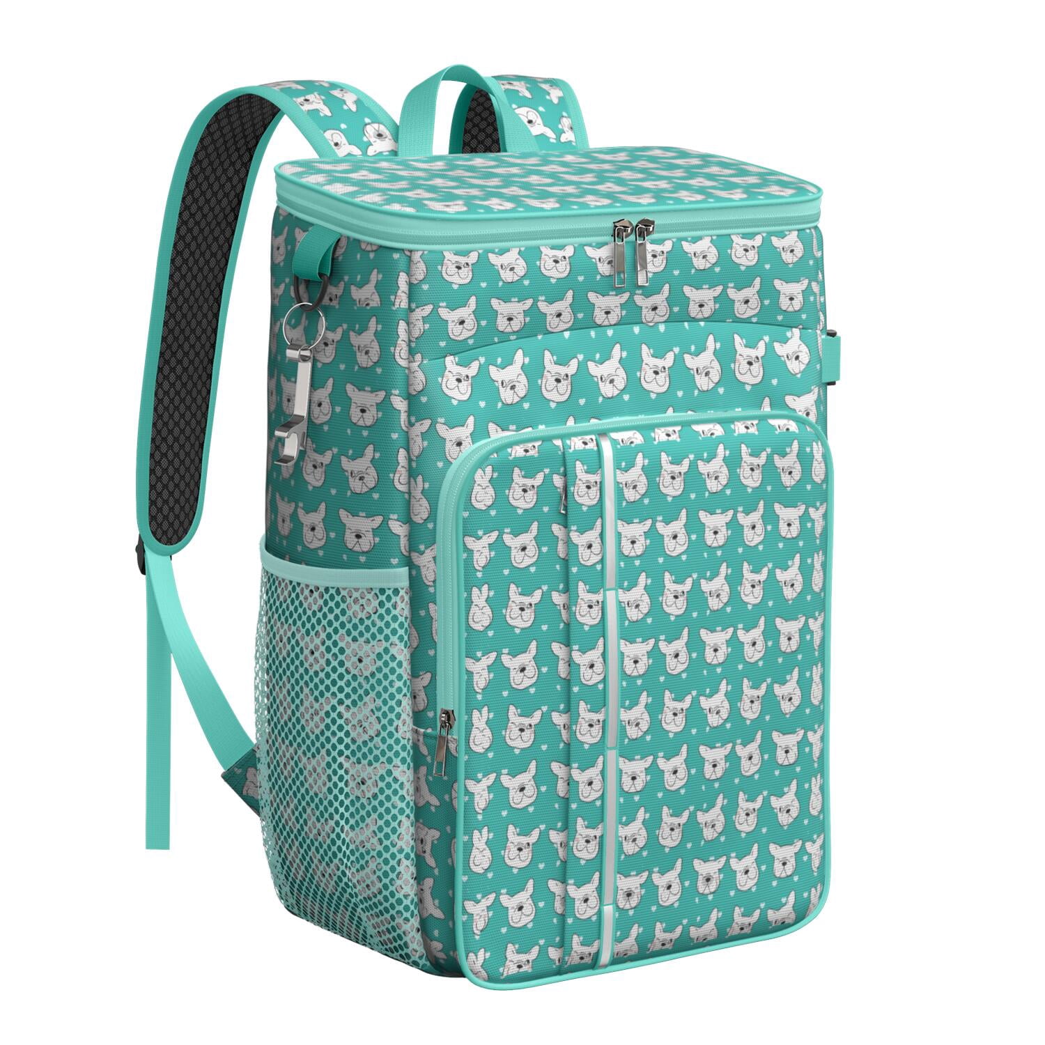 Travel Cooler Bag - Esign Of Head Pug Dog Camping Beer Cooler Backpack with Bottle Opener- Waterproof Insulated Picnic Backpacks - Cooler Bag for Beach