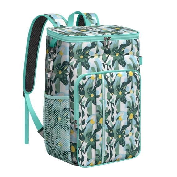 Travel Cooler Bag - Floral Pattern Camping Beer Cooler Backpack with Bottle Opener- Waterproof Insulated Picnic Backpacks - Cooler Bag for Beach