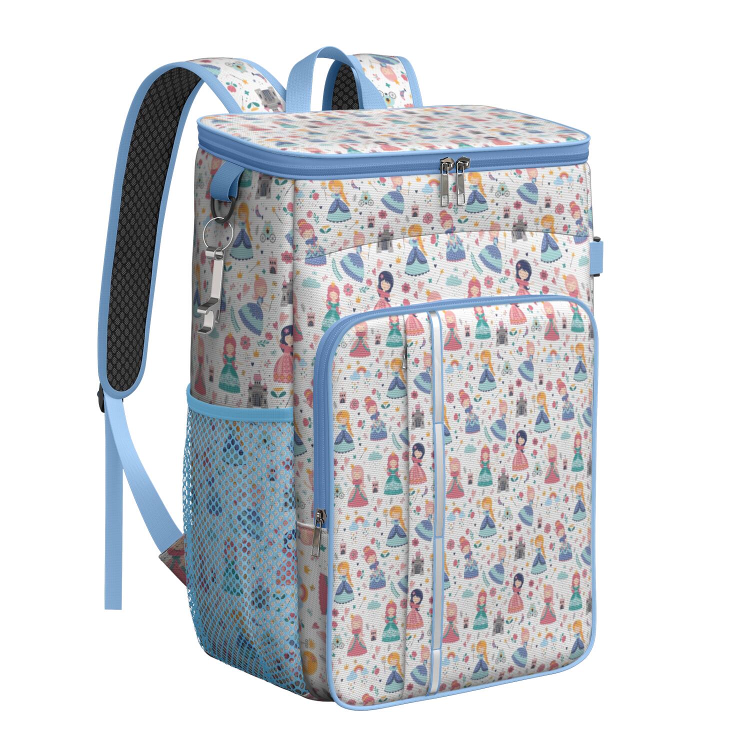 Travel Cooler Bag - Floral Princess Pattern Camping Beer Cooler Backpack with Bottle Opener- Waterproof Insulated Picnic Backpacks - Cooler Bag for Beach