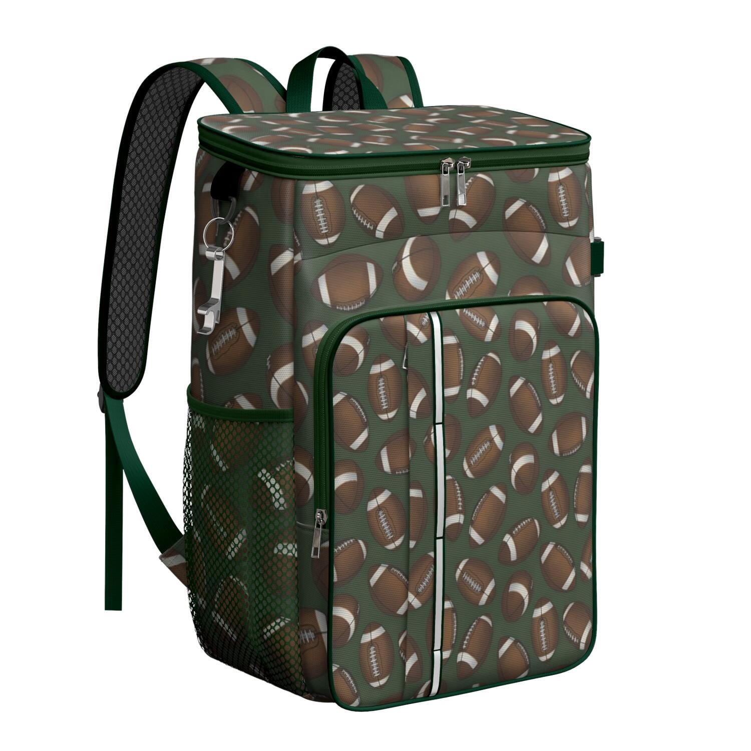 Travel Cooler Bag - Football Pattern Camping Beer Cooler Backpack with Bottle Opener- Waterproof Insulated Picnic Backpacks - Cooler Bag for Beach