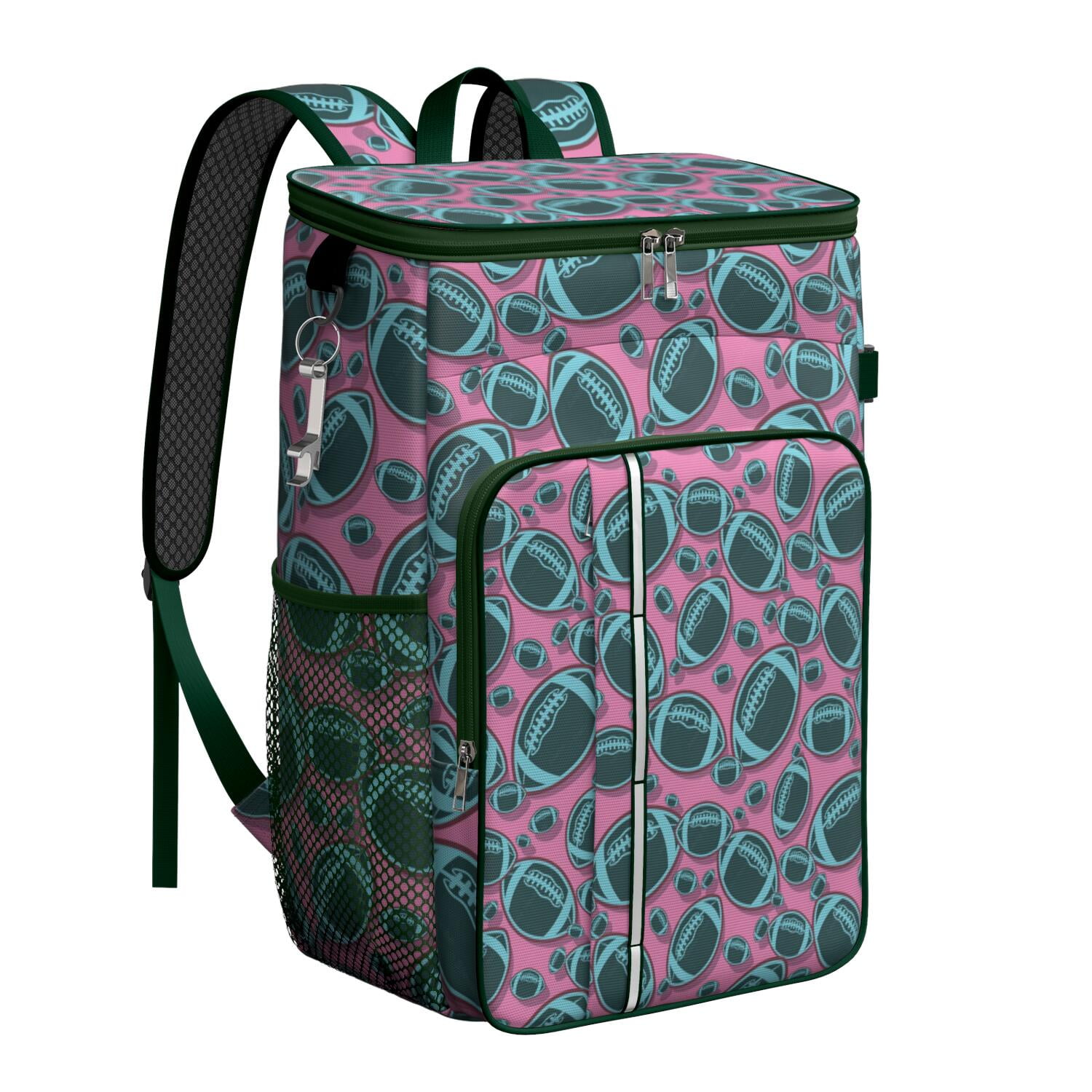 Travel Cooler Bag - Football Pattern Camping Beer Cooler Backpack with Bottle Opener- Waterproof Insulated Picnic Backpacks - Cooler Bag for Beach