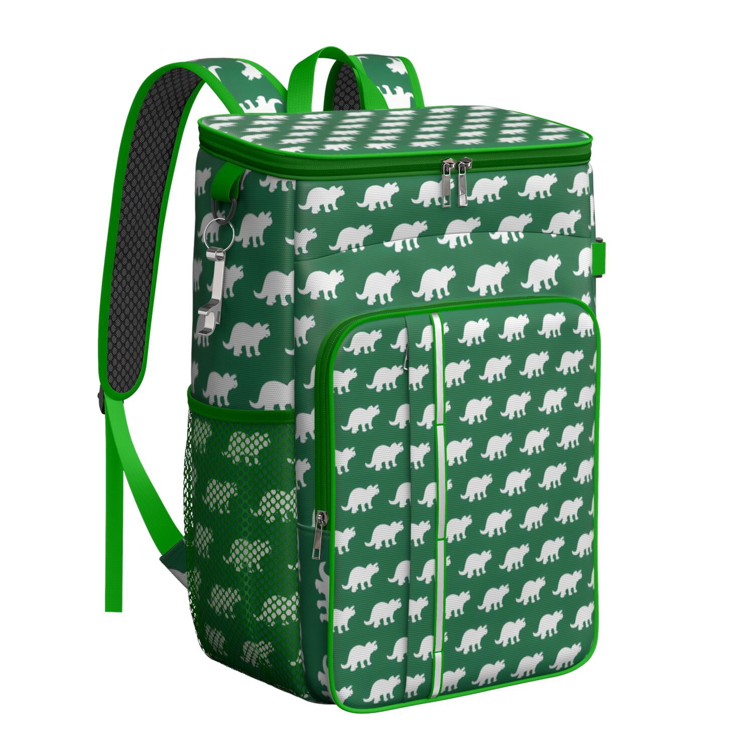 Travel Cooler Bag - Green Dinosaurs Pattern Camping Beer Cooler Backpack with Bottle Opener- Waterproof Insulated Picnic Backpacks - Cooler Bag for Beach
