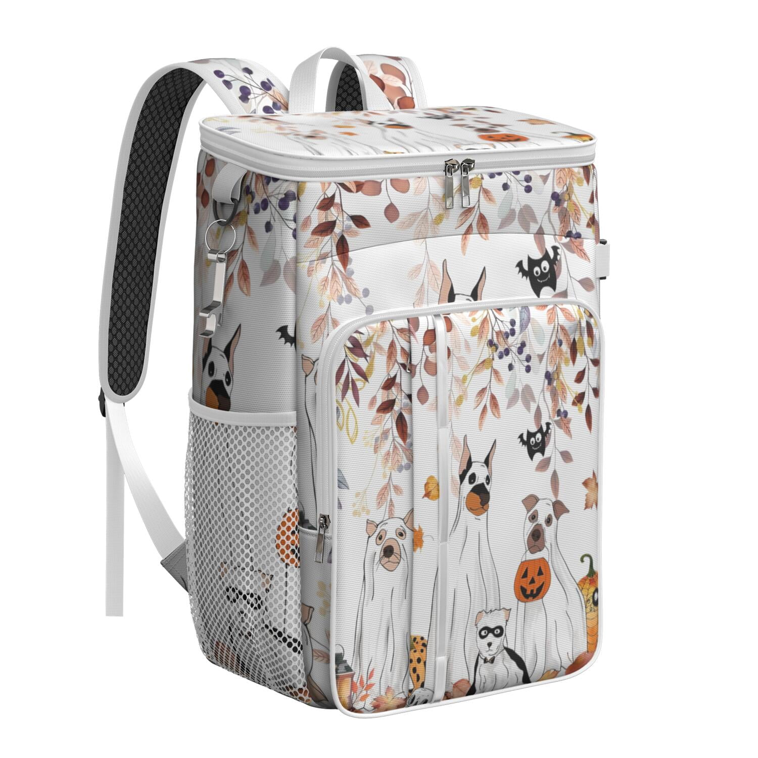 Travel Cooler Bag - Halloween Dogs in Ghost Costumes Camping Beer Cooler Backpack with Bottle Opener- Waterproof Insulated Picnic Backpacks - Cooler Bag for Beach