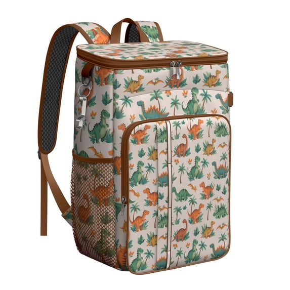 Travel Cooler Bag - LightColor Cartoon Dinosaurs Jungle Pattern Camping Beer Cooler Backpack with Bottle Opener- Waterproof Insulated Picnic Backpacks - Cooler Bag for Beach