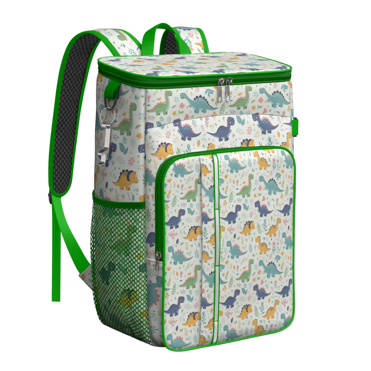 Travel Cooler Bag - LightColor Dinosaurs Floral Pattern Camping Beer Cooler Backpack with Bottle Opener- Waterproof Insulated Picnic Backpacks - Cooler Bag for Beach