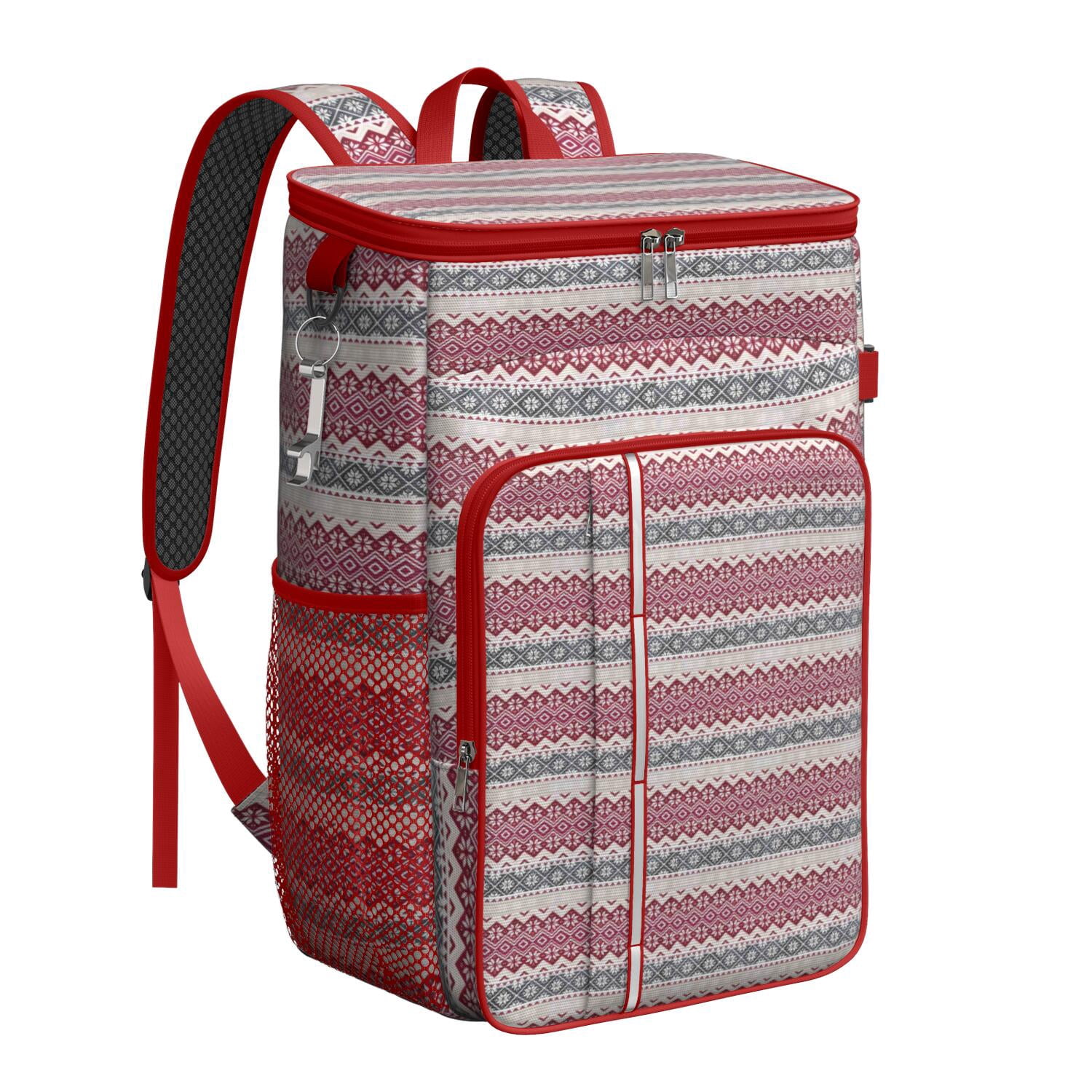 Travel Cooler Bag - Multicolor Christmas Pattern Camping Beer Cooler Backpack with Bottle Opener- Waterproof Insulated Picnic Backpacks - Cooler Bag for Beach