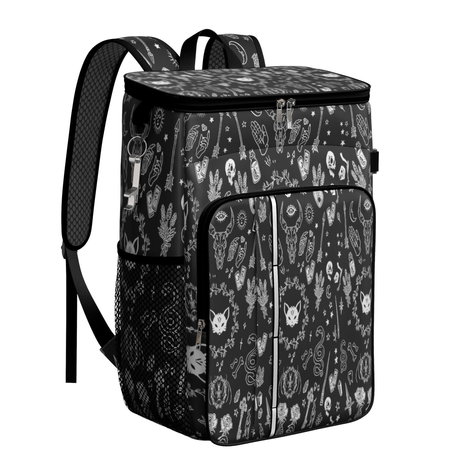 Travel Cooler Bag - Occult Halloween Pattern Camping Beer Cooler Backpack with Bottle Opener- Waterproof Insulated Picnic Backpacks - Cooler Bag for Beach