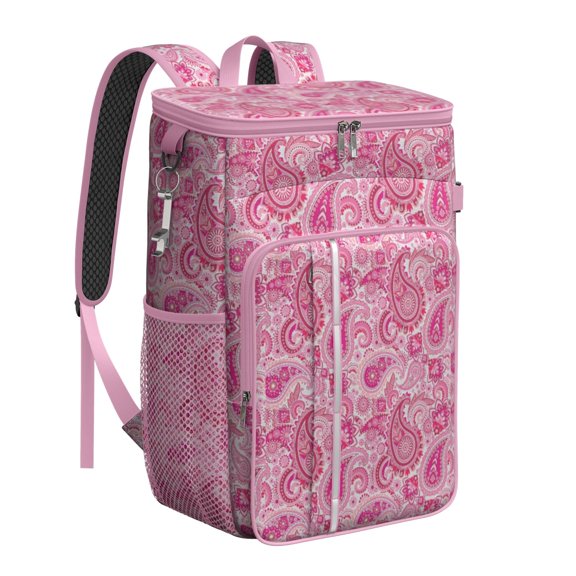 Travel Cooler Bag - Paisley Pattern Camping Beer Cooler Backpack with Bottle Opener- Waterproof Insulated Picnic Backpacks - Cooler Bag for Beach