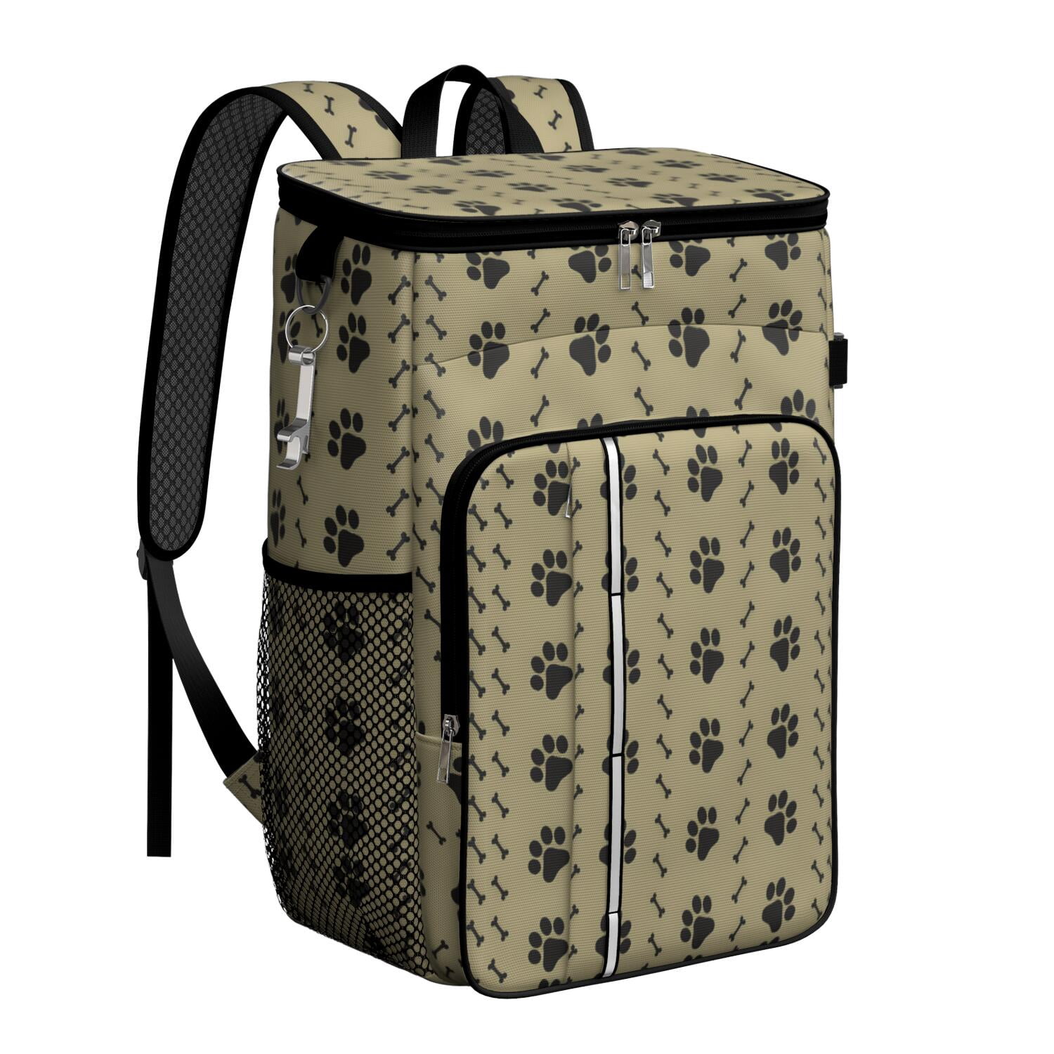 Travel Cooler Bag - Paw Prints and Bones Camping Beer Cooler Backpack with Bottle Opener- Waterproof Insulated Picnic Backpacks - Cooler Bag for Beach
