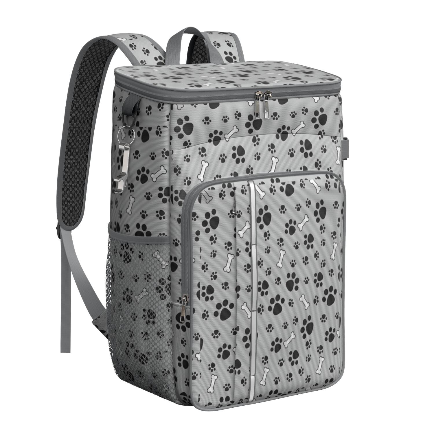 Travel Cooler Bag - Paw Prints and Bones Camping Beer Cooler Backpack with Bottle Opener- Waterproof Insulated Picnic Backpacks - Cooler Bag for Beach