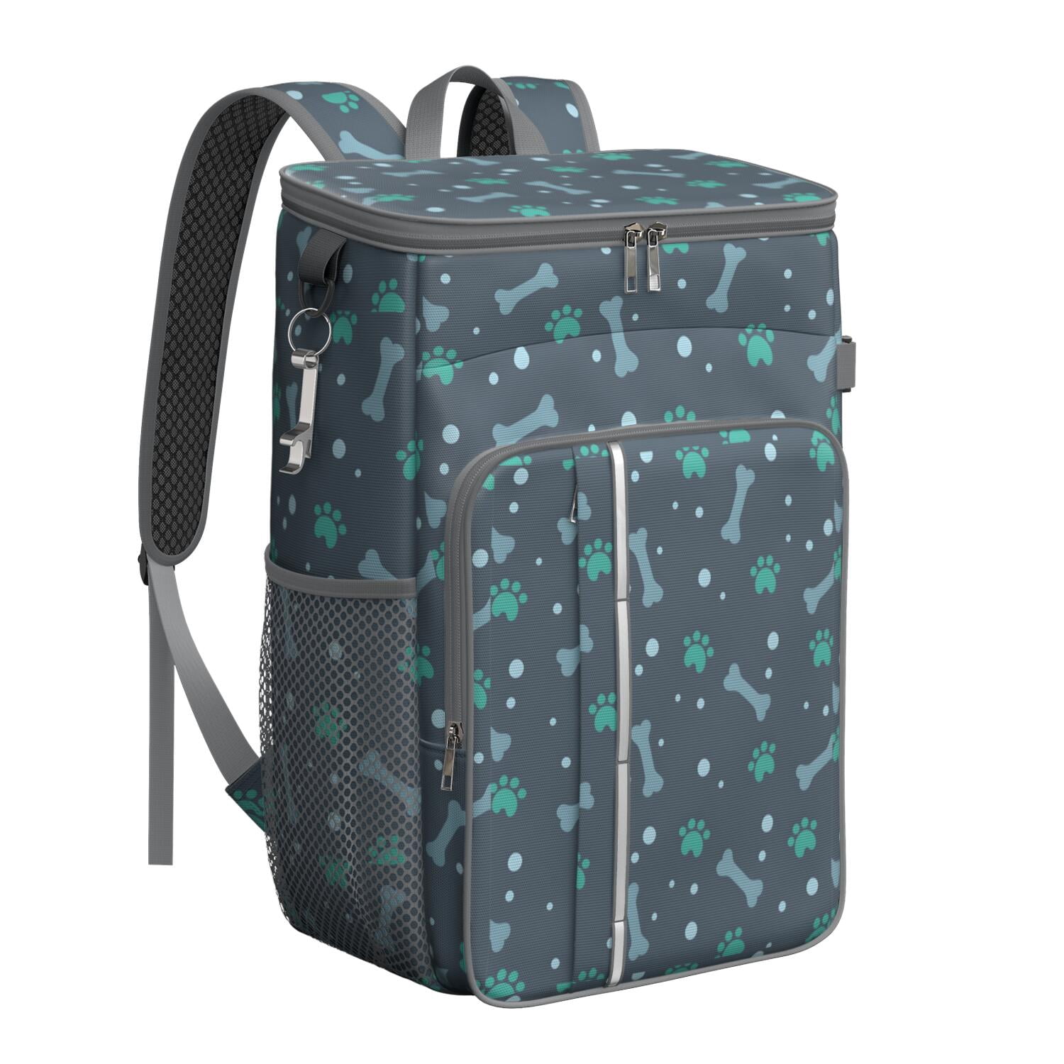 Travel Cooler Bag - Paw Prints and Bones Camping Beer Cooler Backpack with Bottle Opener- Waterproof Insulated Picnic Backpacks - Cooler Bag for Beach