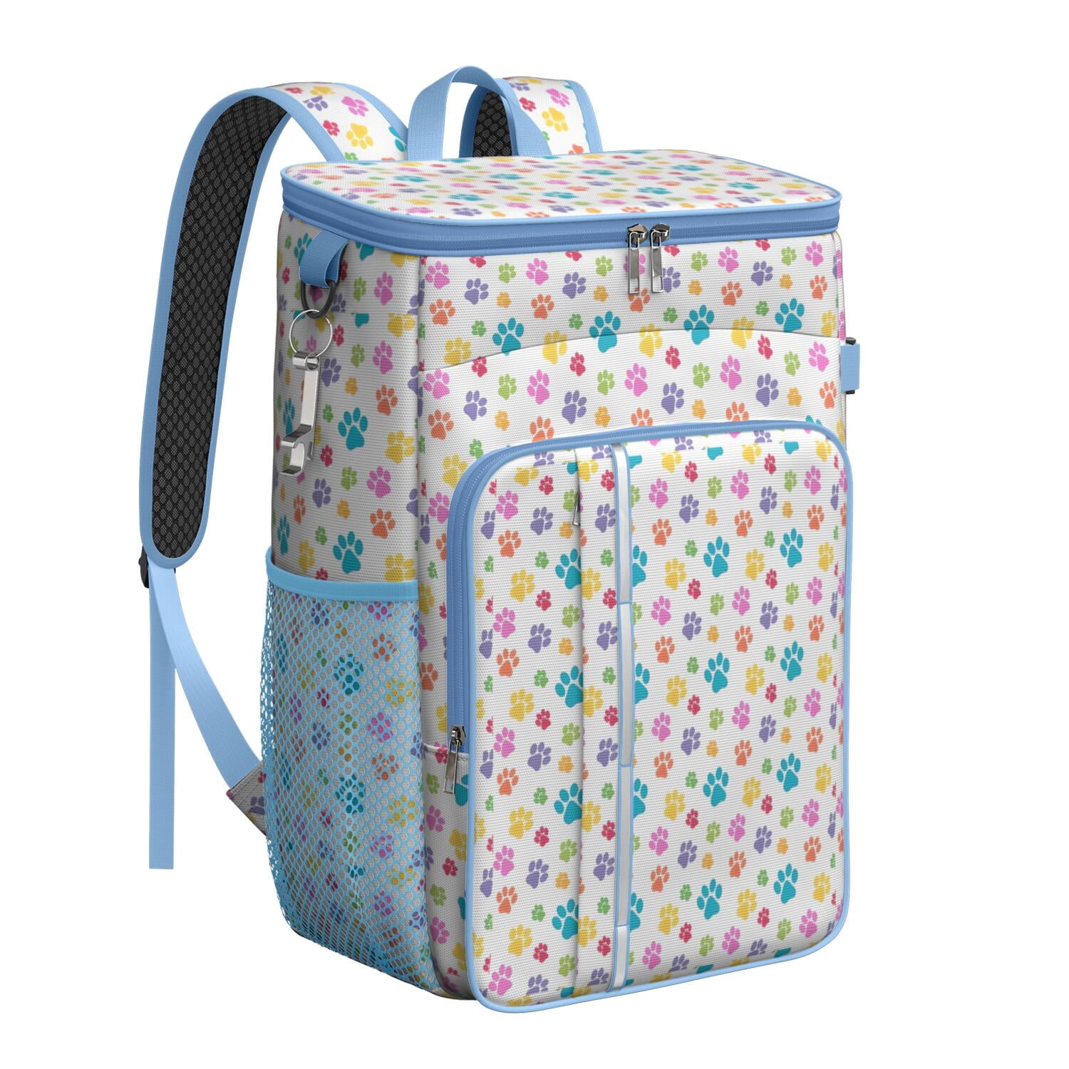 Travel Cooler Bag - Pets Paws Print Colorful Camping Beer Cooler Backpack with Bottle Opener- Waterproof Insulated Picnic Backpacks - Cooler Bag for Beach