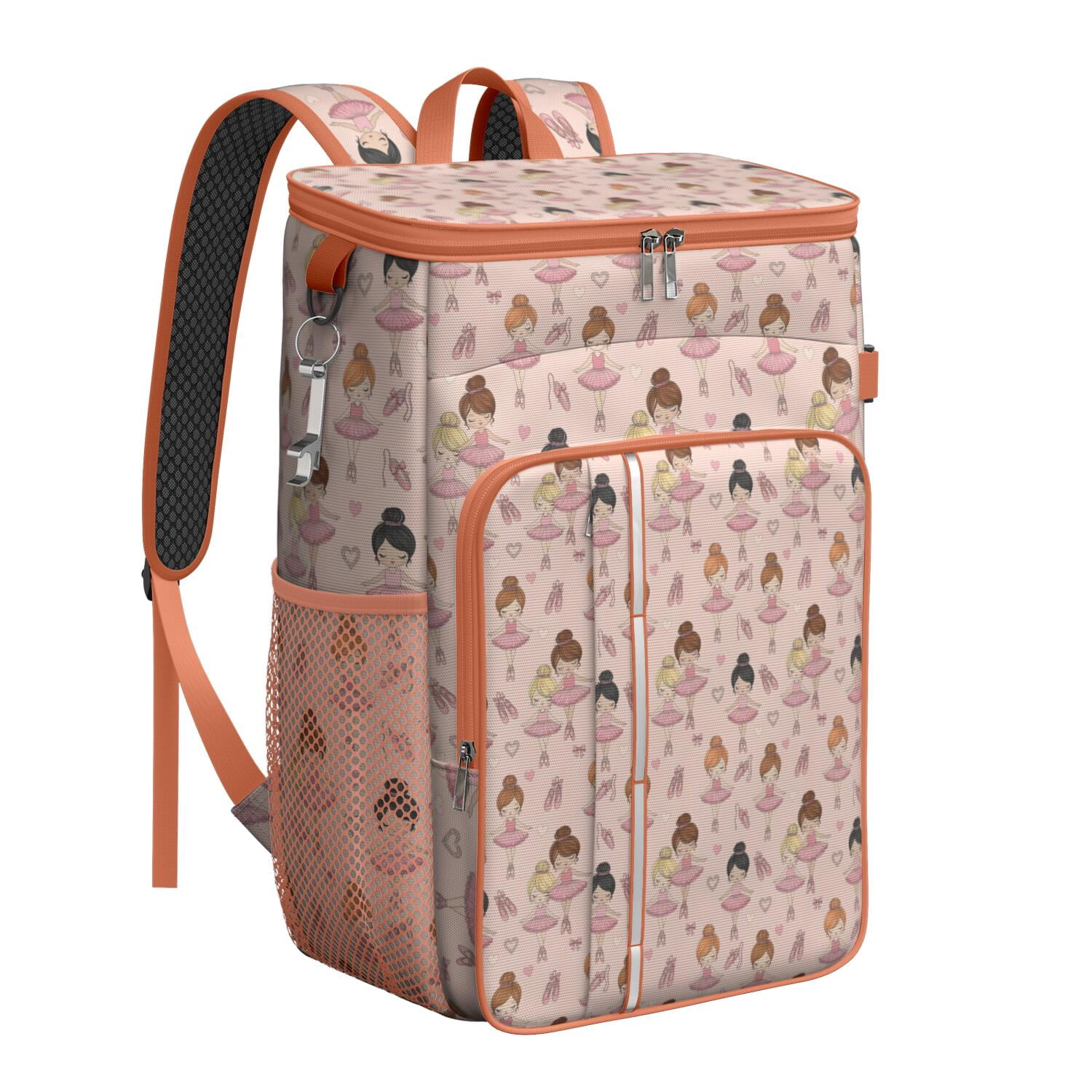 Travel Cooler Bag - Pink Ballerina Pattern Camping Beer Cooler Backpack with Bottle Opener- Waterproof Insulated Picnic Backpacks - Cooler Bag for Beach