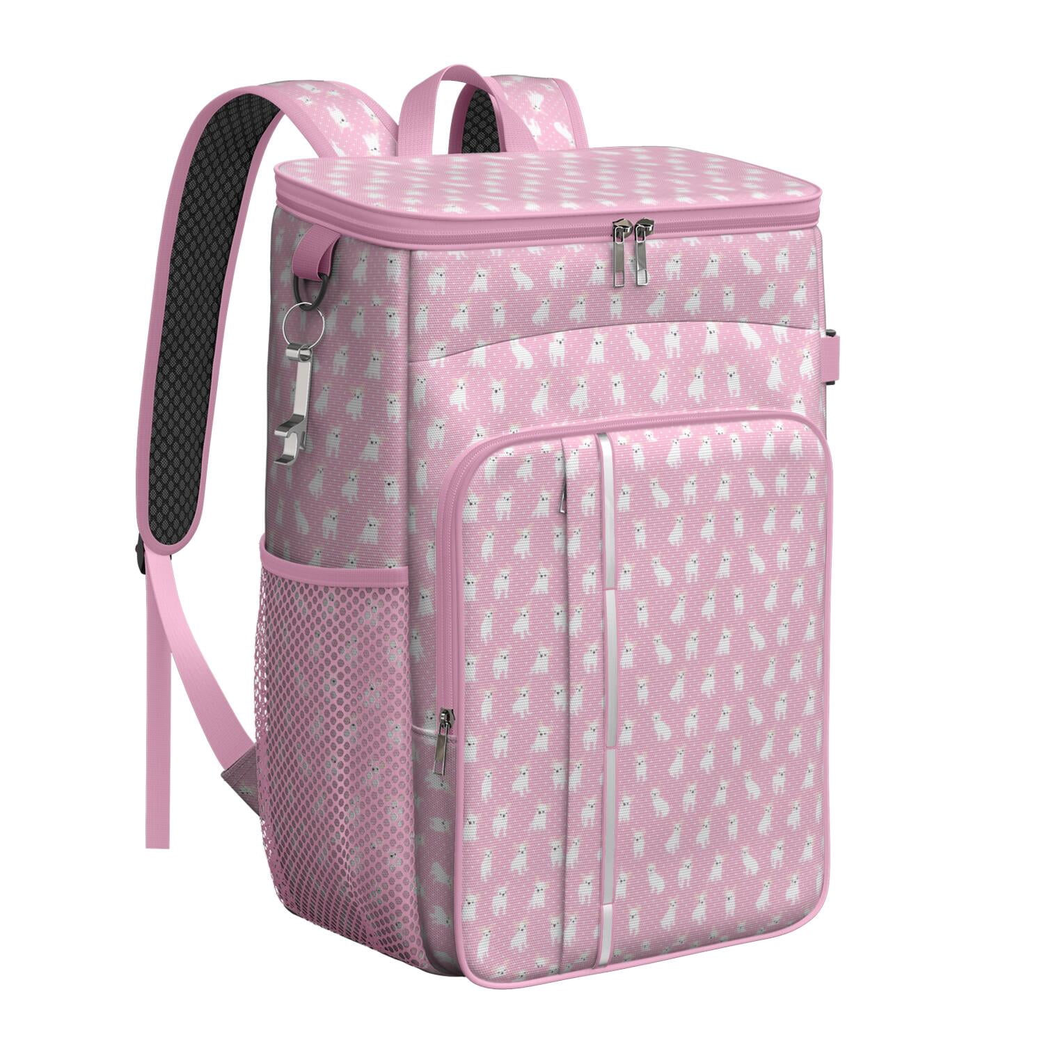 Travel Cooler Bag - Pink Cute French Bulldogs Camping Beer Cooler Backpack with Bottle Opener- Waterproof Insulated Picnic Backpacks - Cooler Bag for Beach