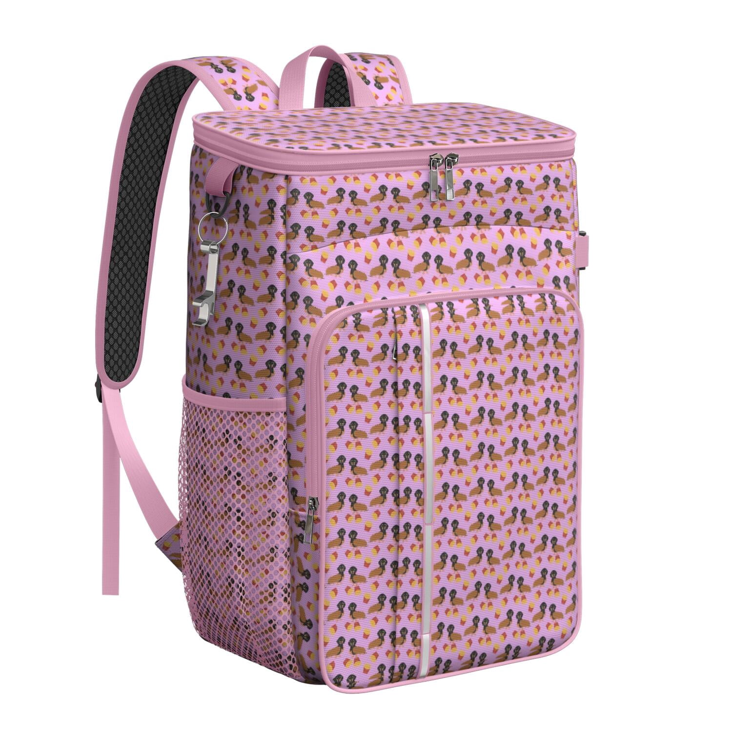 Travel Cooler Bag - Pink Dachshund Chips Camping Beer Cooler Backpack with Bottle Opener- Waterproof Insulated Picnic Backpacks - Cooler Bag for Beach