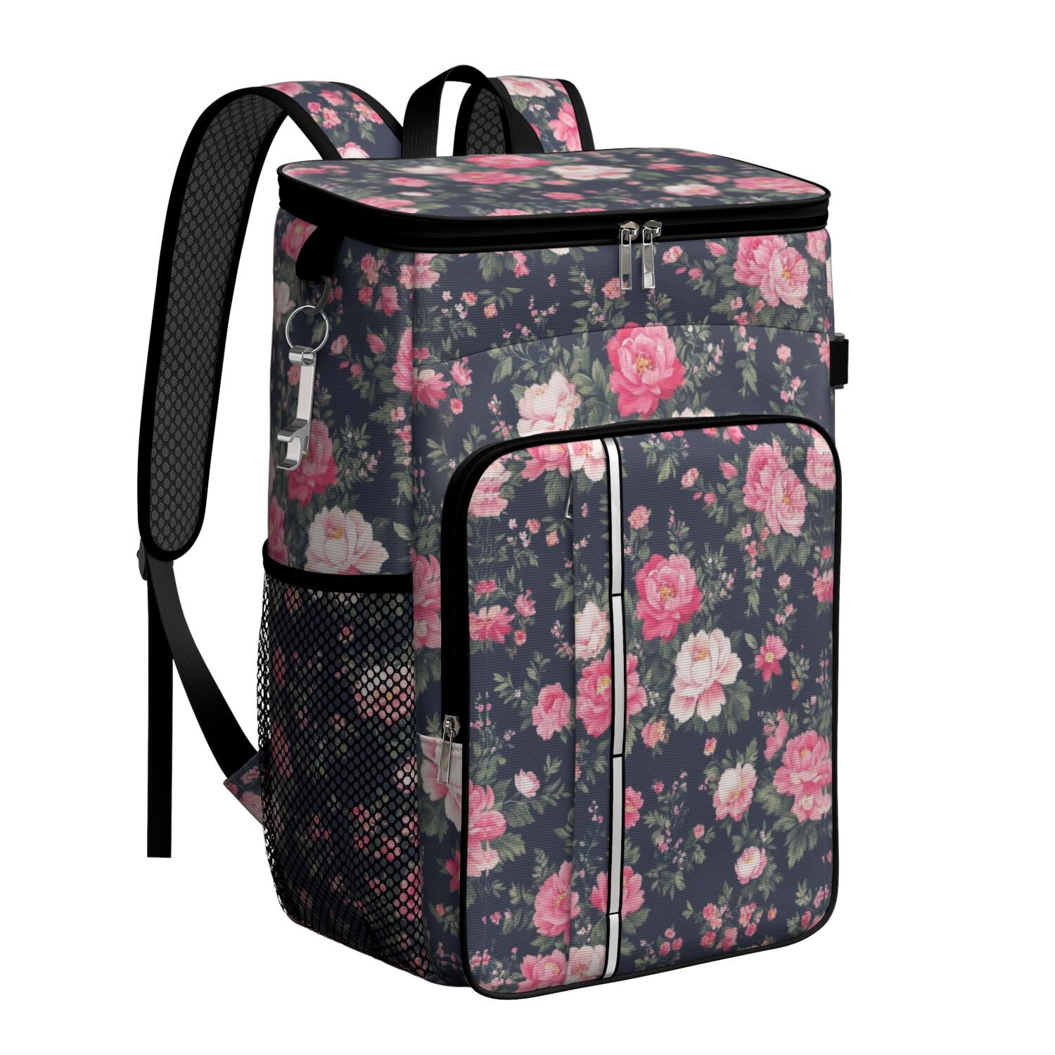 Travel Cooler Bag - Pioneer Flower Camping Beer Cooler Backpack with Bottle Opener- Waterproof Insulated Picnic Backpacks - Cooler Bag for Beach