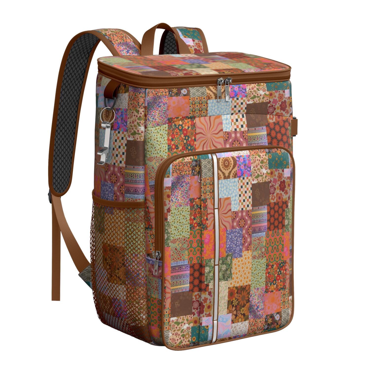 Travel Cooler Bag - Pioneer Flower Camping Beer Cooler Backpack with Bottle Opener- Waterproof Insulated Picnic Backpacks - Cooler Bag for Beach